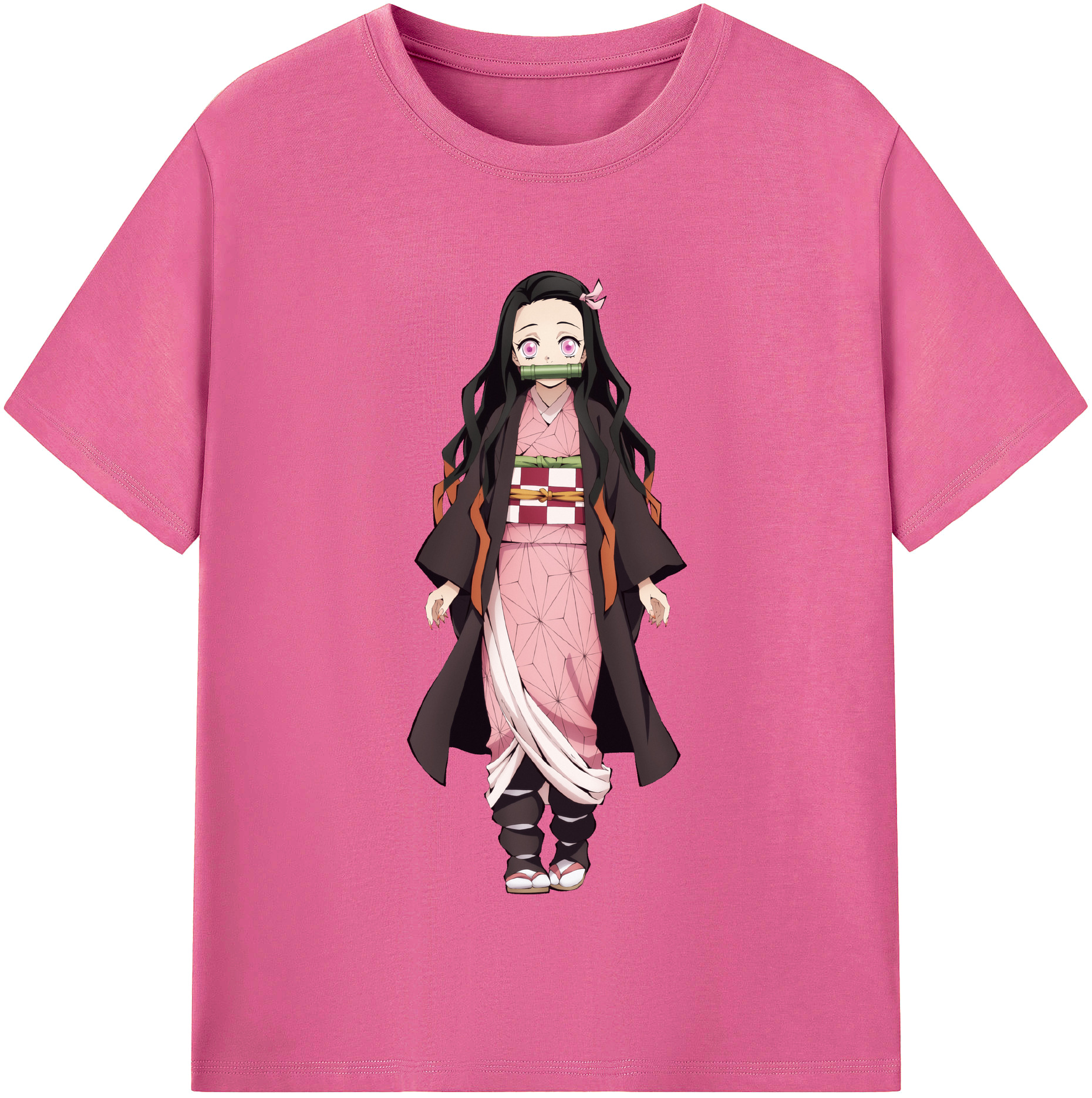 （画像用） 鬼滅の刃（きめつのやいば）竈門 禰󠄀豆子／かまど ねずこ Kamado Nezuko レディースカジュアルプリントTシャツ（綿100％）