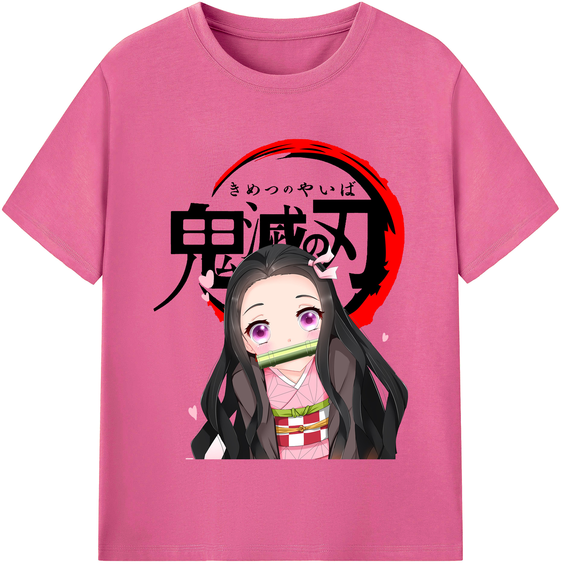 （画像用） 鬼滅の刃（きめつのやいば）竈門 禰󠄀豆子／かまど ねずこ Kamado Nezuko レディースカジュアルプリントTシャツ（綿100％）