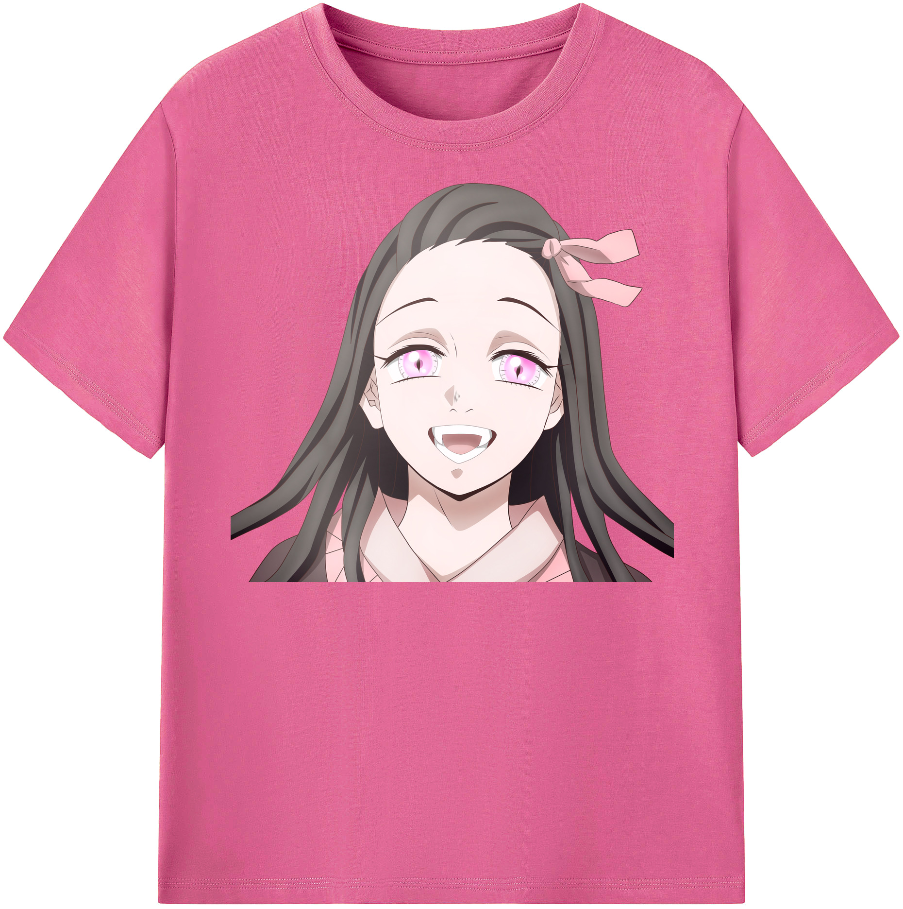 （画像用） 鬼滅の刃（きめつのやいば）竈門 禰󠄀豆子／かまど ねずこ Kamado Nezuko レディースカジュアルプリントTシャツ（綿100％）