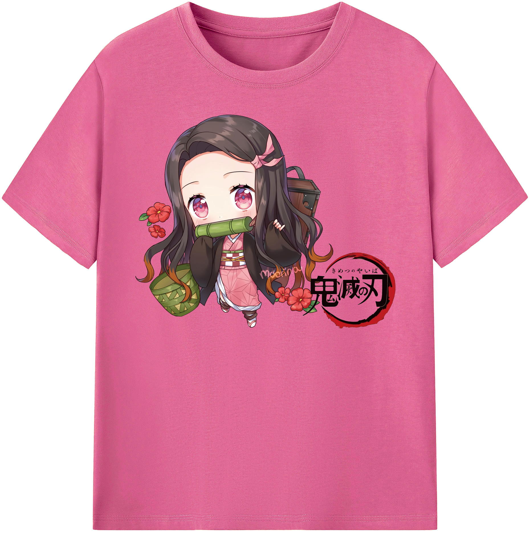 （画像用） 鬼滅の刃（きめつのやいば）竈門 禰󠄀豆子／かまど ねずこ Kamado Nezuko レディースカジュアルプリントTシャツ（綿100％）