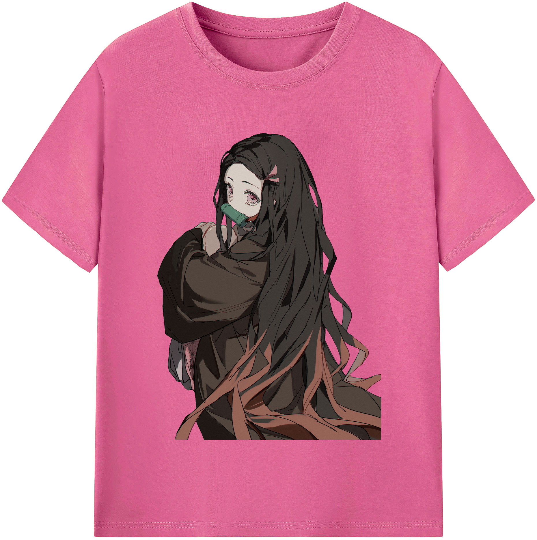 （画像用） 鬼滅の刃（きめつのやいば）竈門 禰󠄀豆子／かまど ねずこ Kamado Nezuko レディースカジュアルプリントTシャツ（綿100％）