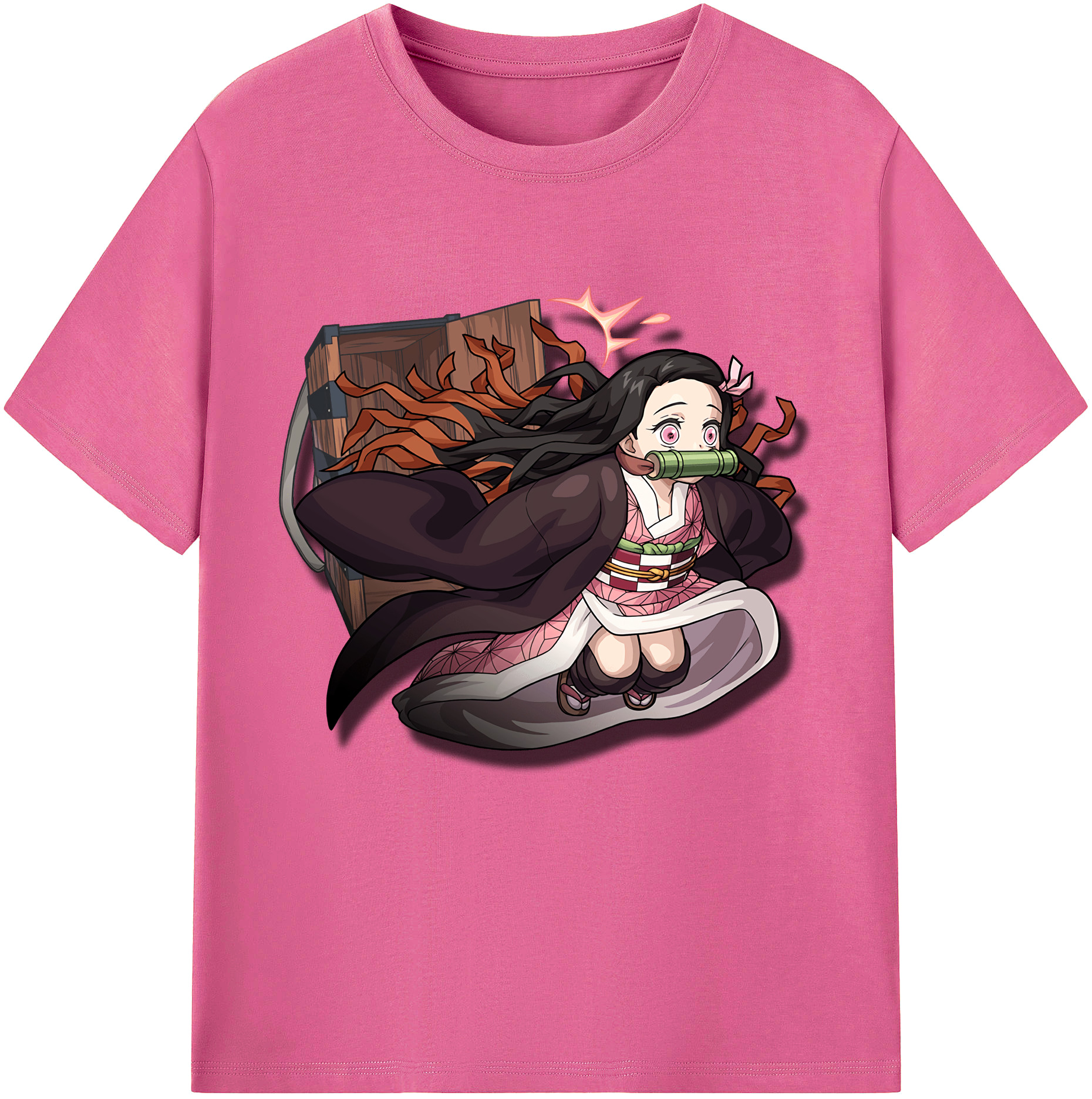 （画像用） 鬼滅の刃（きめつのやいば）竈門 禰󠄀豆子／かまど ねずこ Kamado Nezuko レディースカジュアルプリントTシャツ（綿100％）