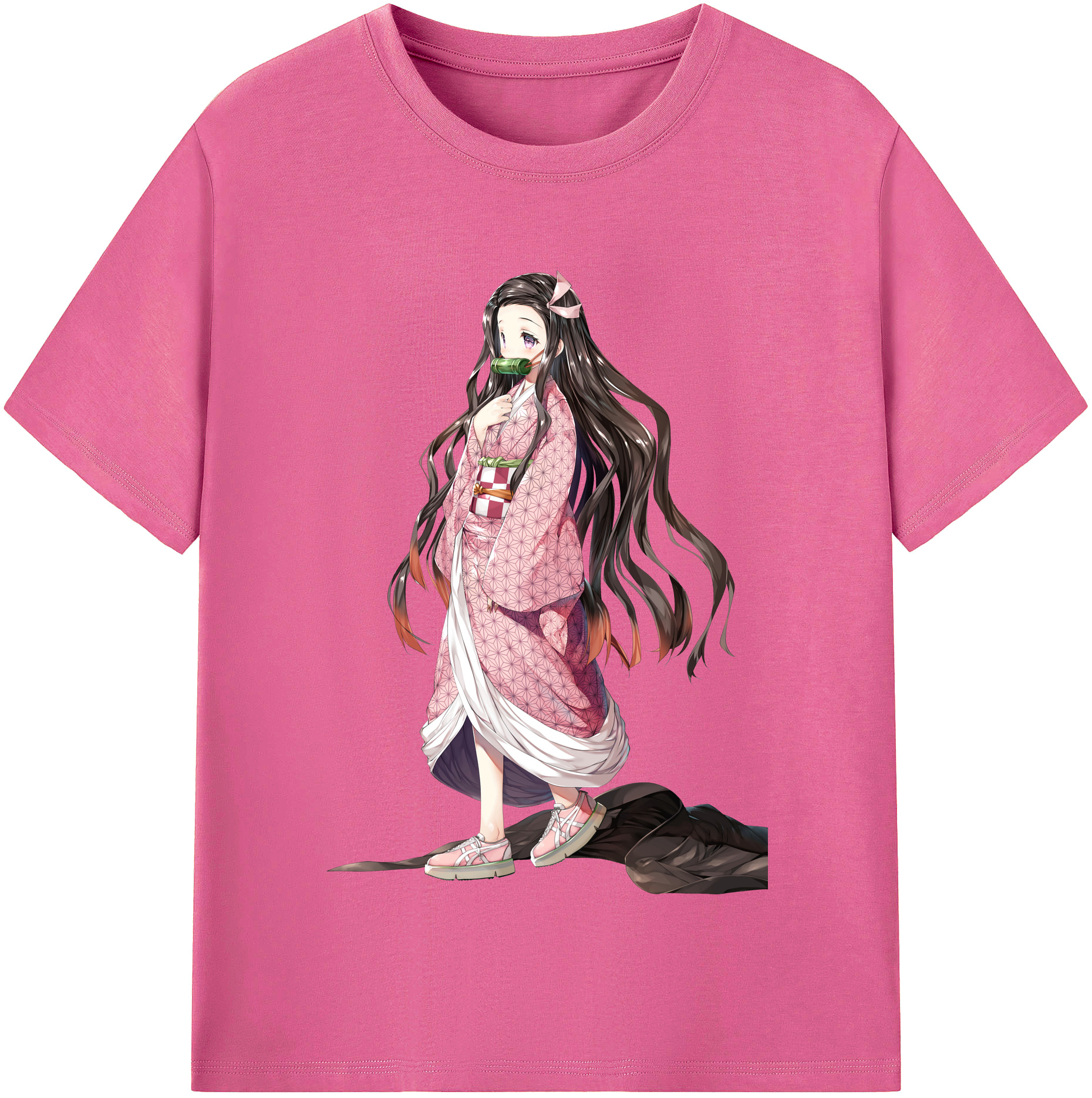 （画像用） 鬼滅の刃（きめつのやいば）竈門 禰󠄀豆子／かまど ねずこ Kamado Nezuko レディースカジュアルプリントTシャツ（綿100％）