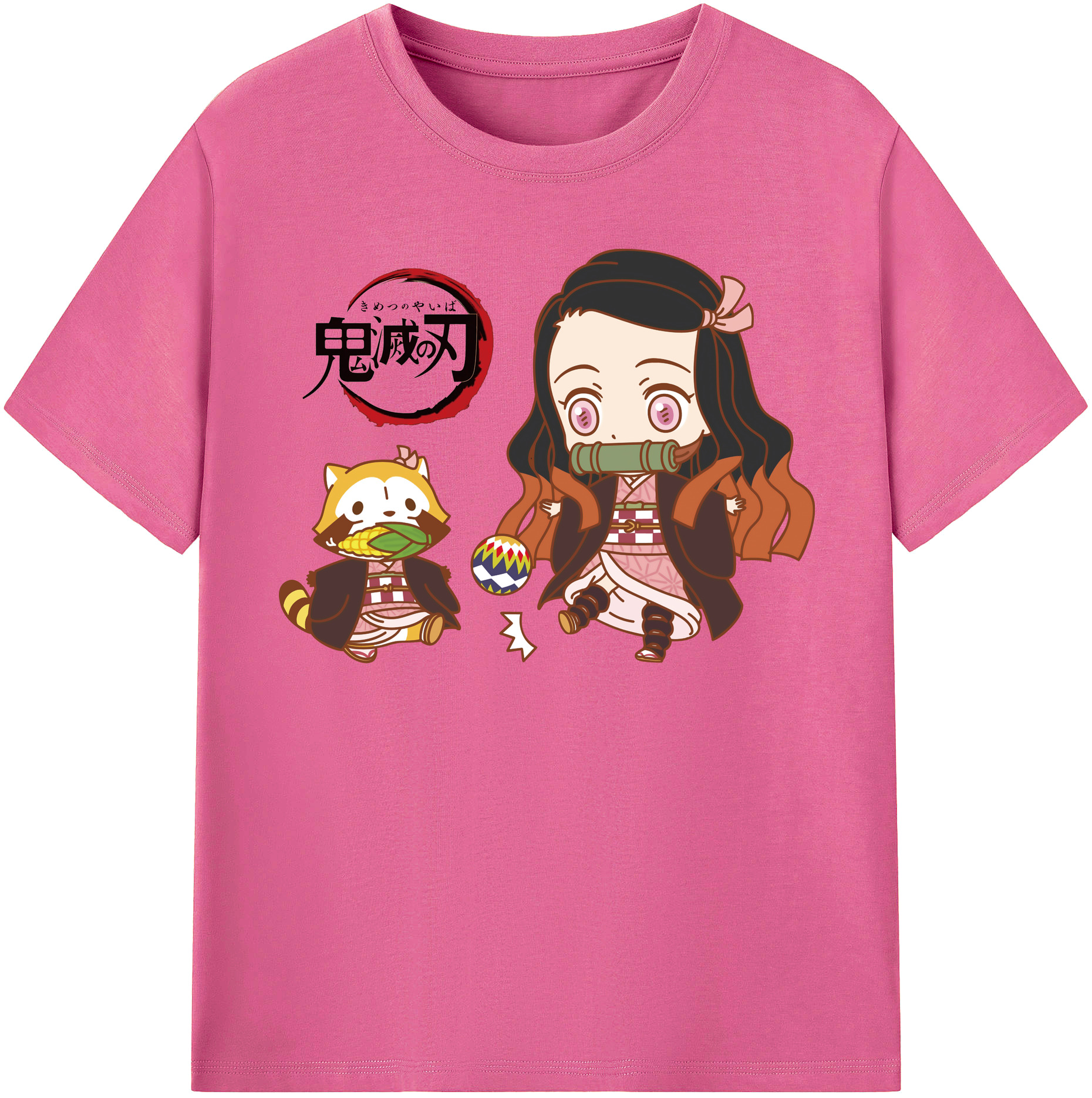 （画像用） 鬼滅の刃（きめつのやいば）竈門 禰󠄀豆子／かまど ねずこ Kamado Nezuko レディースカジュアルプリントTシャツ（綿100％）