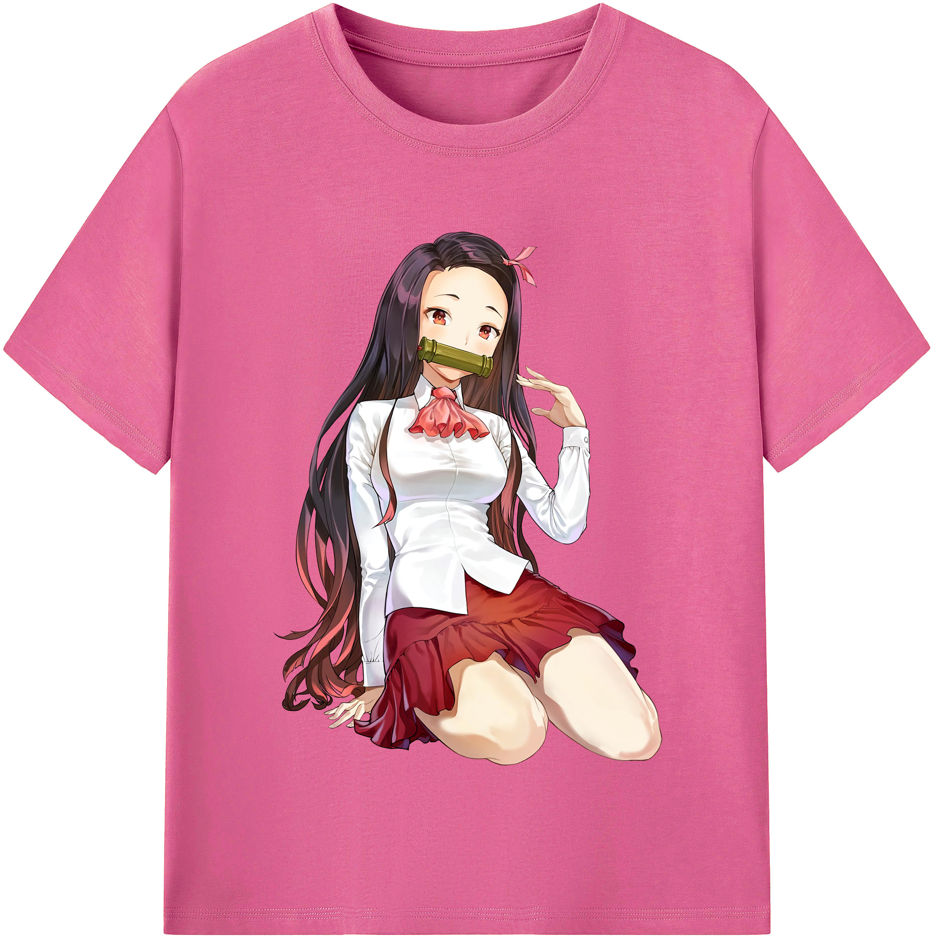 （画像用） 鬼滅の刃（きめつのやいば）竈門 禰󠄀豆子／かまど ねずこ Kamado Nezuko レディースカジュアルプリントTシャツ（綿100％）