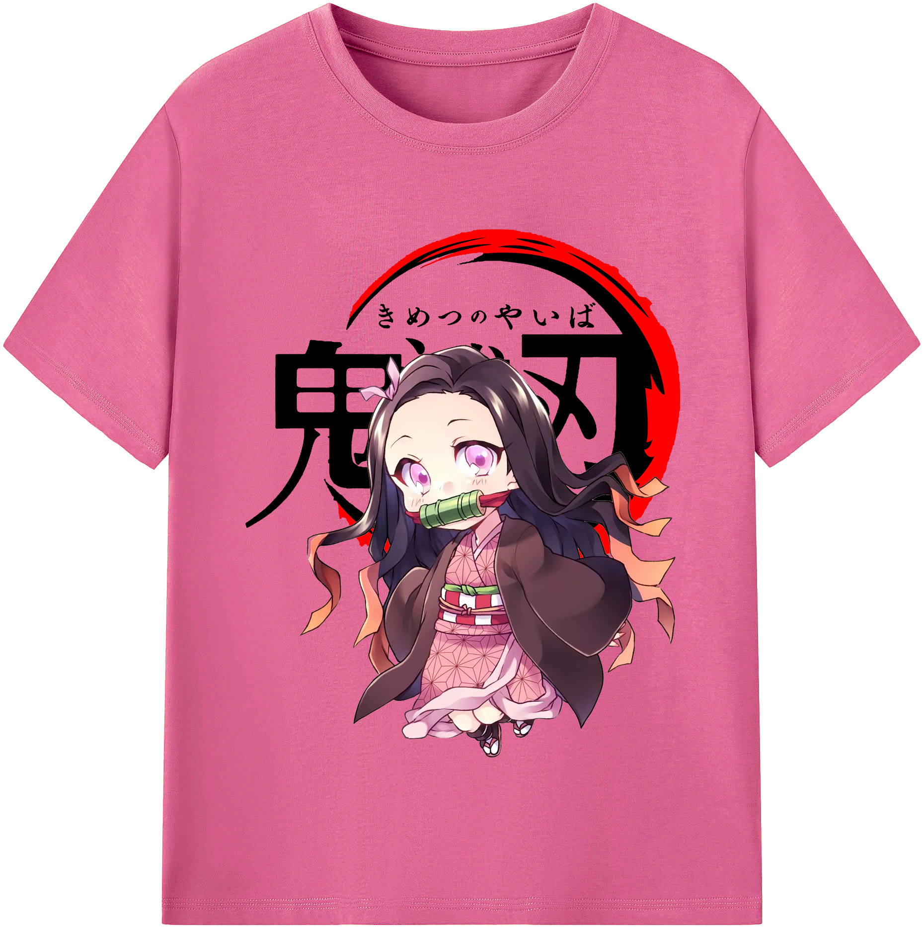 （画像用） 鬼滅の刃（きめつのやいば）竈門 禰󠄀豆子／かまど ねずこ Kamado Nezuko レディースカジュアルプリントTシャツ（綿100％）