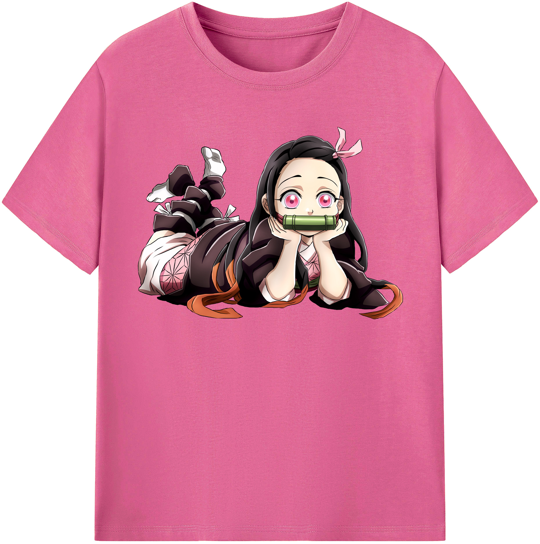（画像用） 鬼滅の刃（きめつのやいば）竈門 禰󠄀豆子／かまど ねずこ Kamado Nezuko レディースカジュアルプリントTシャツ（綿100％）