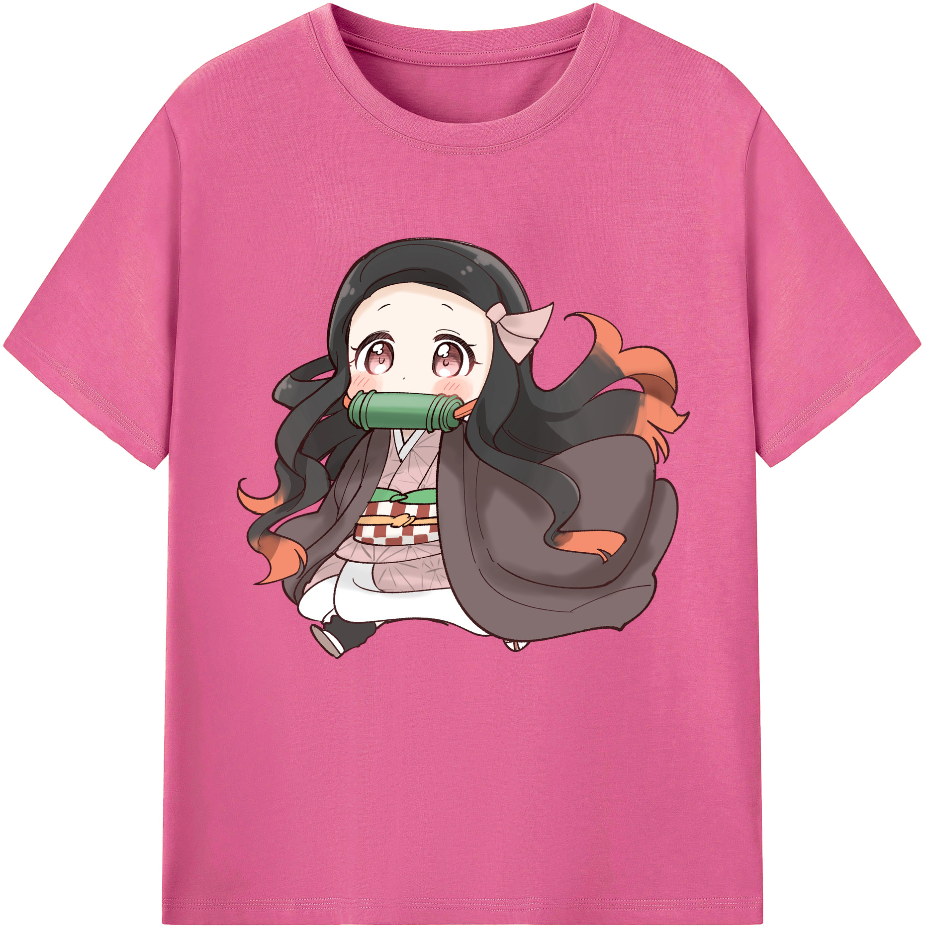 （画像用） 鬼滅の刃（きめつのやいば）竈門 禰󠄀豆子／かまど ねずこ Kamado Nezuko レディースカジュアルプリントTシャツ（綿100％）