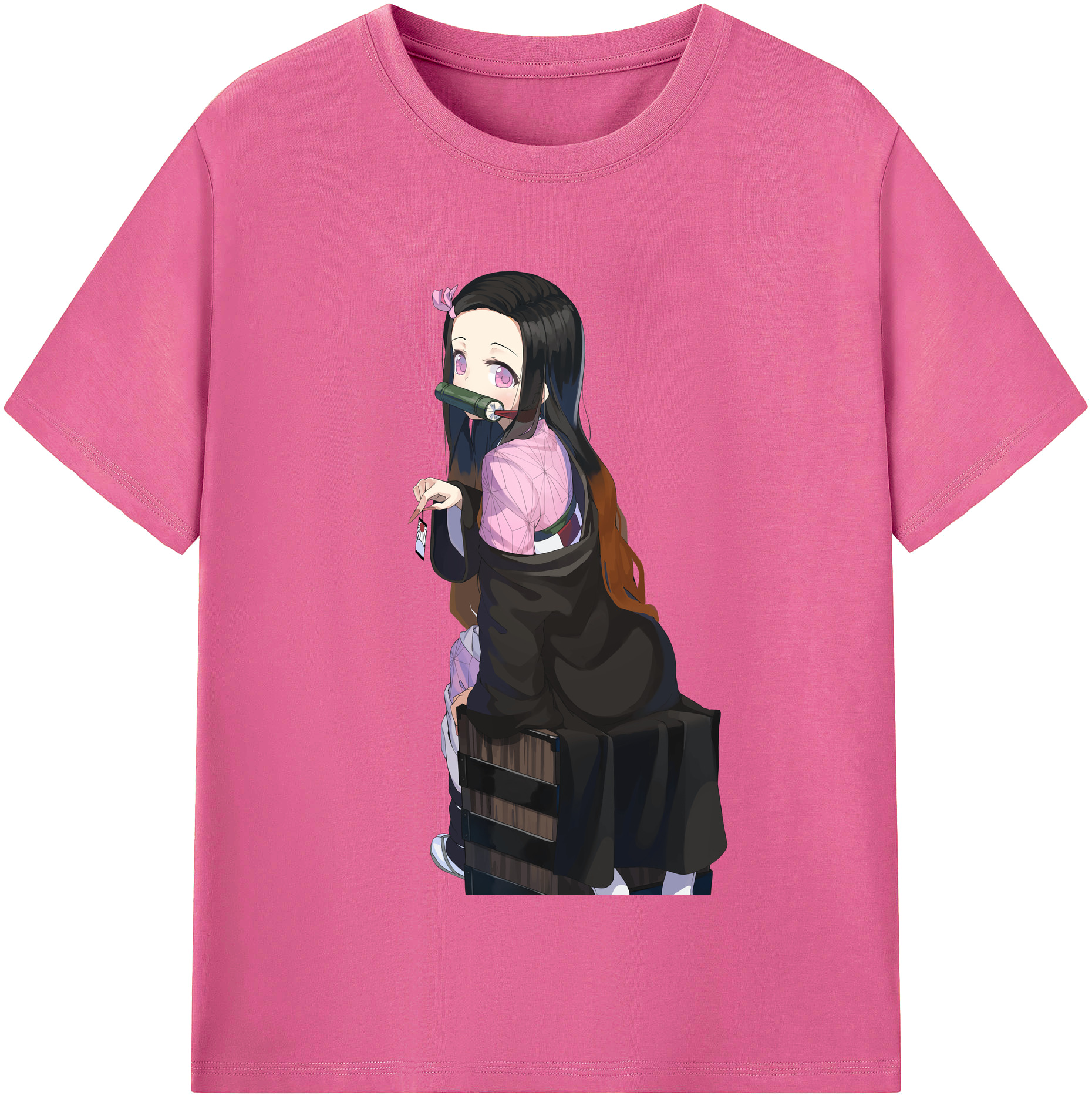 （画像用） 鬼滅の刃（きめつのやいば）竈門 禰󠄀豆子／かまど ねずこ Kamado Nezuko レディースカジュアルプリントTシャツ（綿100％）