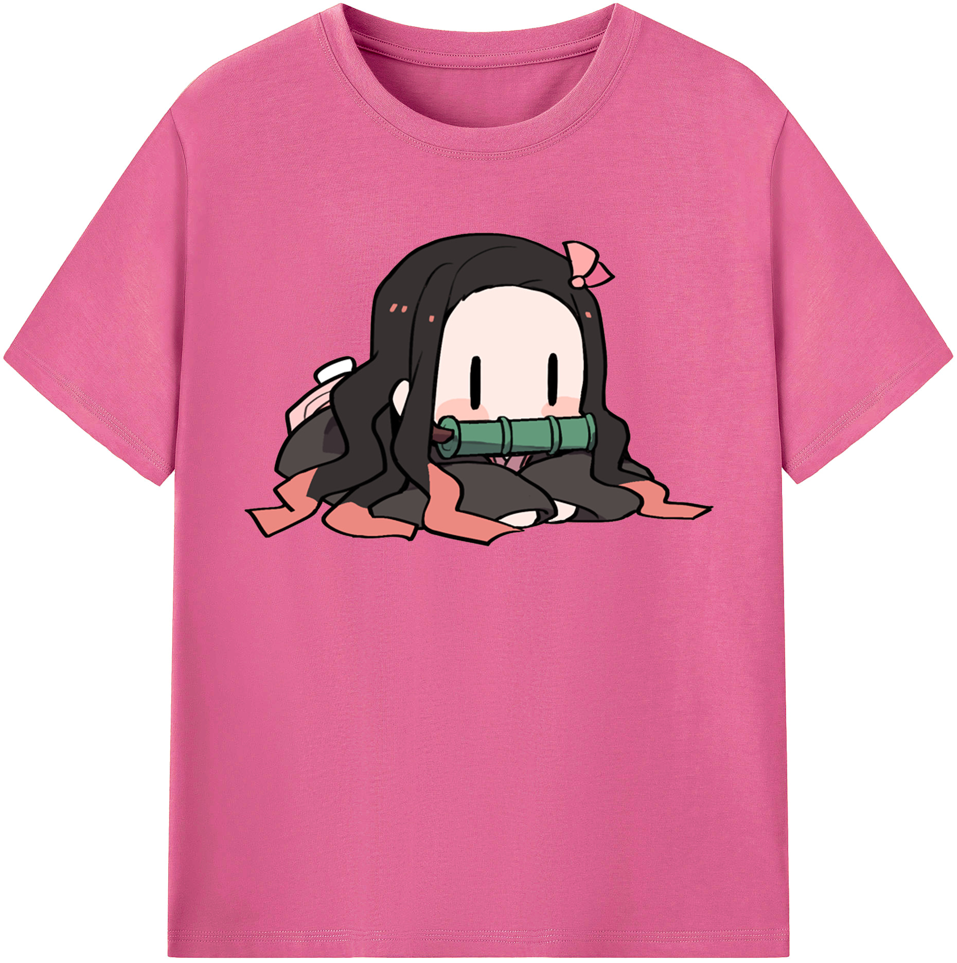 （画像用） 鬼滅の刃（きめつのやいば）竈門 禰󠄀豆子／かまど ねずこ Kamado Nezuko レディースカジュアルプリントTシャツ（綿100％）
