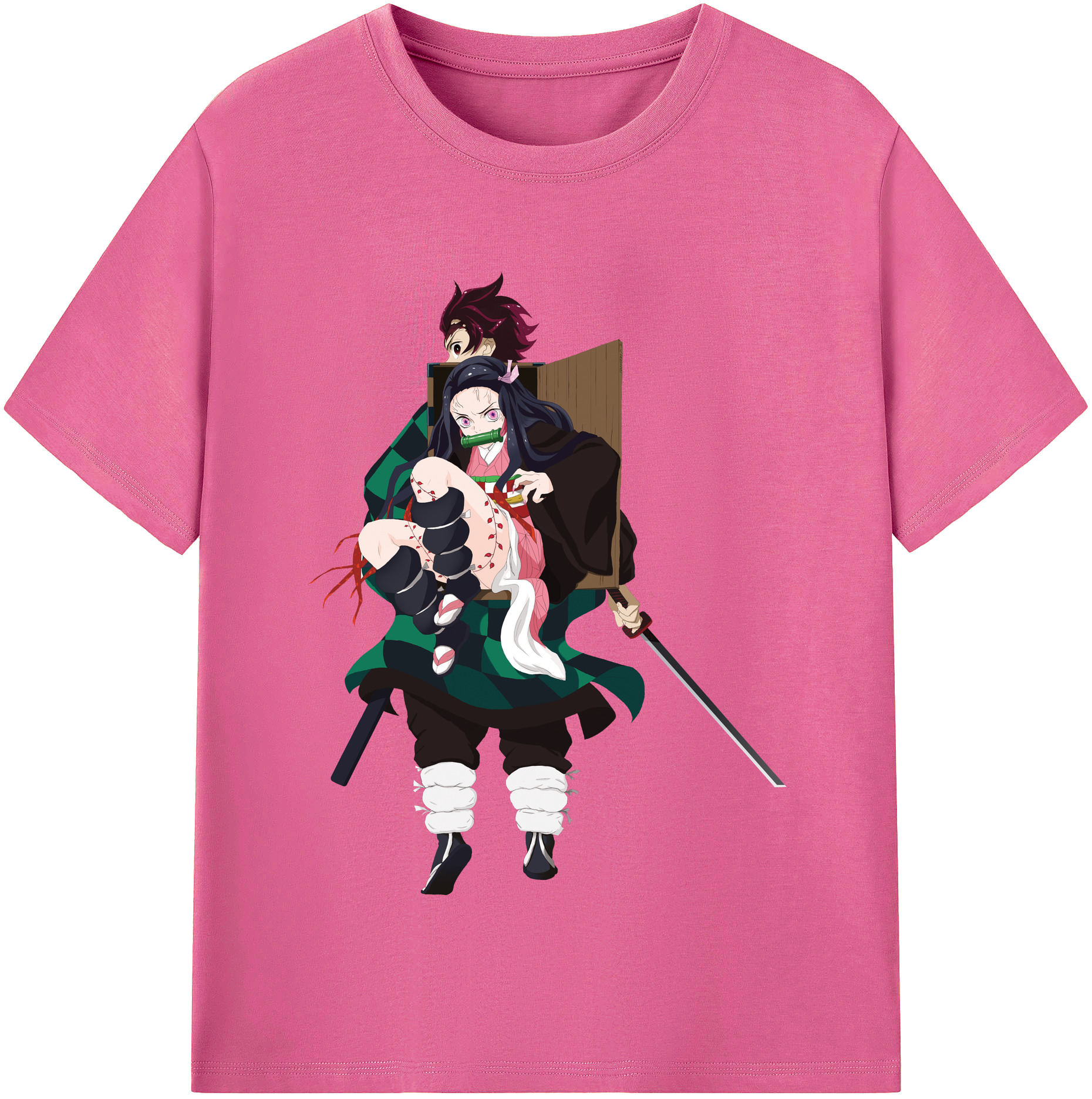 （画像用） 鬼滅の刃（きめつのやいば）竈門 禰󠄀豆子／かまど ねずこ Kamado Nezuko レディースカジュアルプリントTシャツ（綿100％）