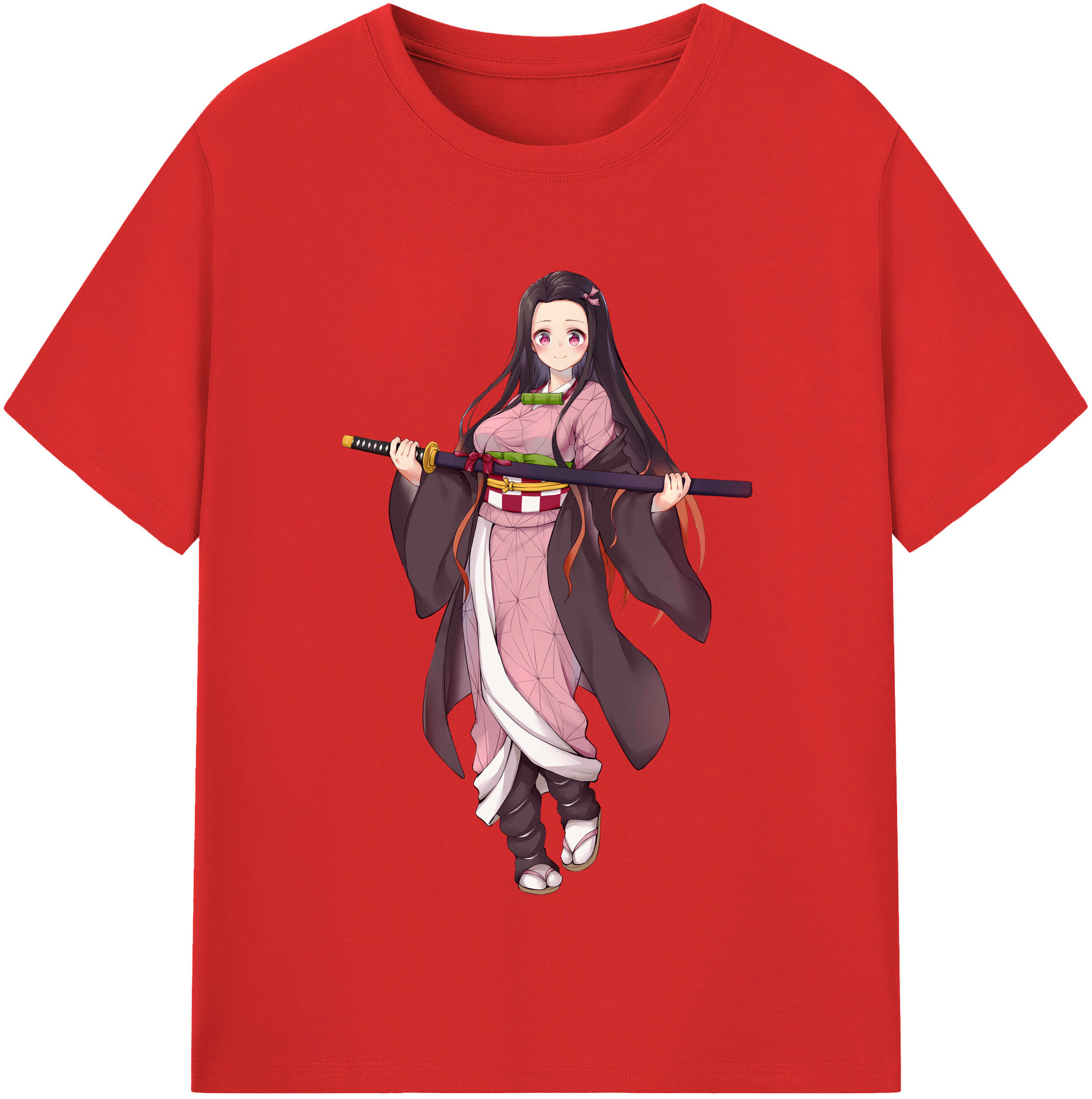（画像用） 鬼滅の刃（きめつのやいば）竈門 禰󠄀豆子／かまど ねずこ Kamado Nezuko レディースカジュアルプリントTシャツ（綿100％）