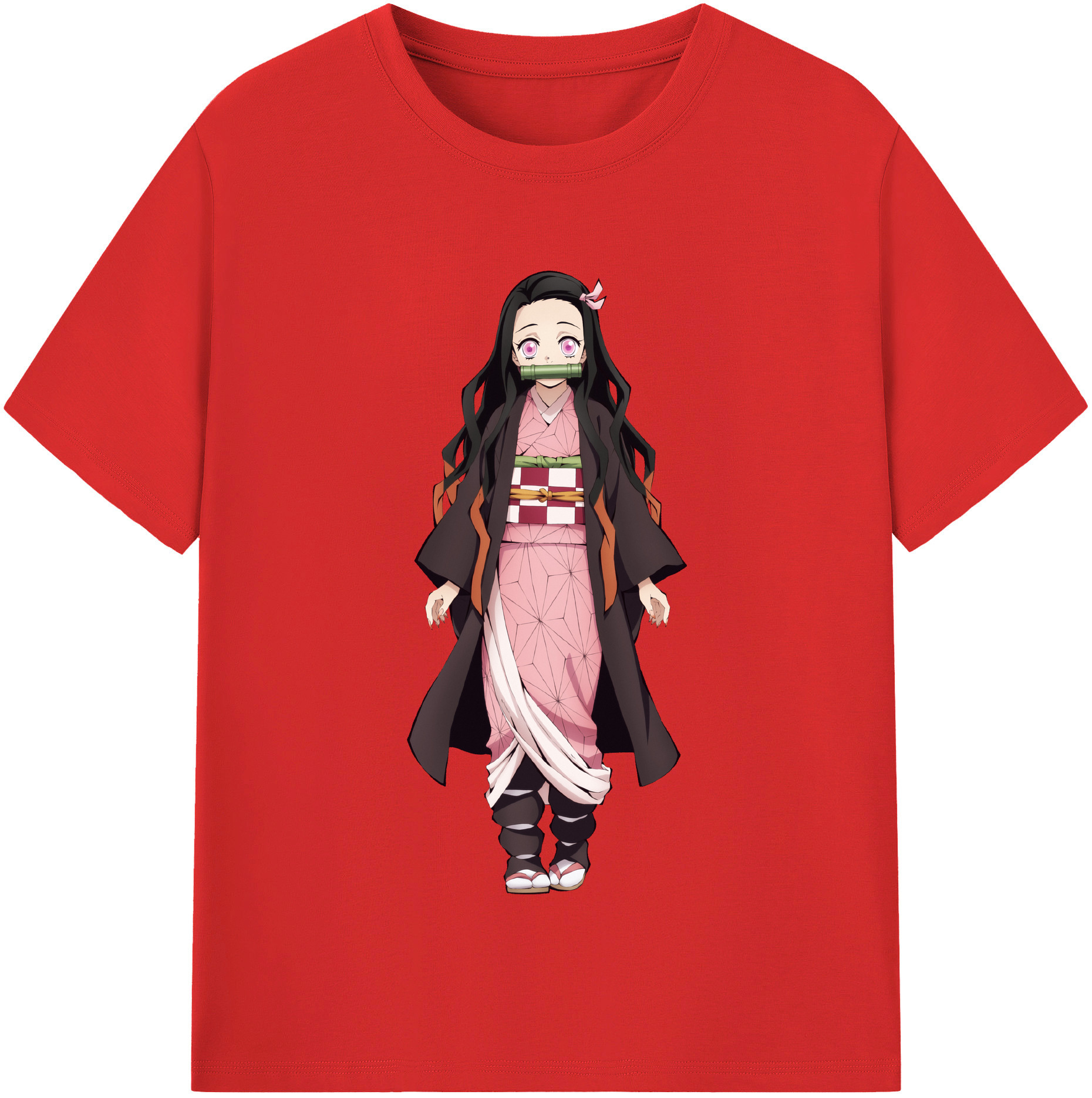 （画像用） 鬼滅の刃（きめつのやいば）竈門 禰󠄀豆子／かまど ねずこ Kamado Nezuko レディースカジュアルプリントTシャツ（綿100％）