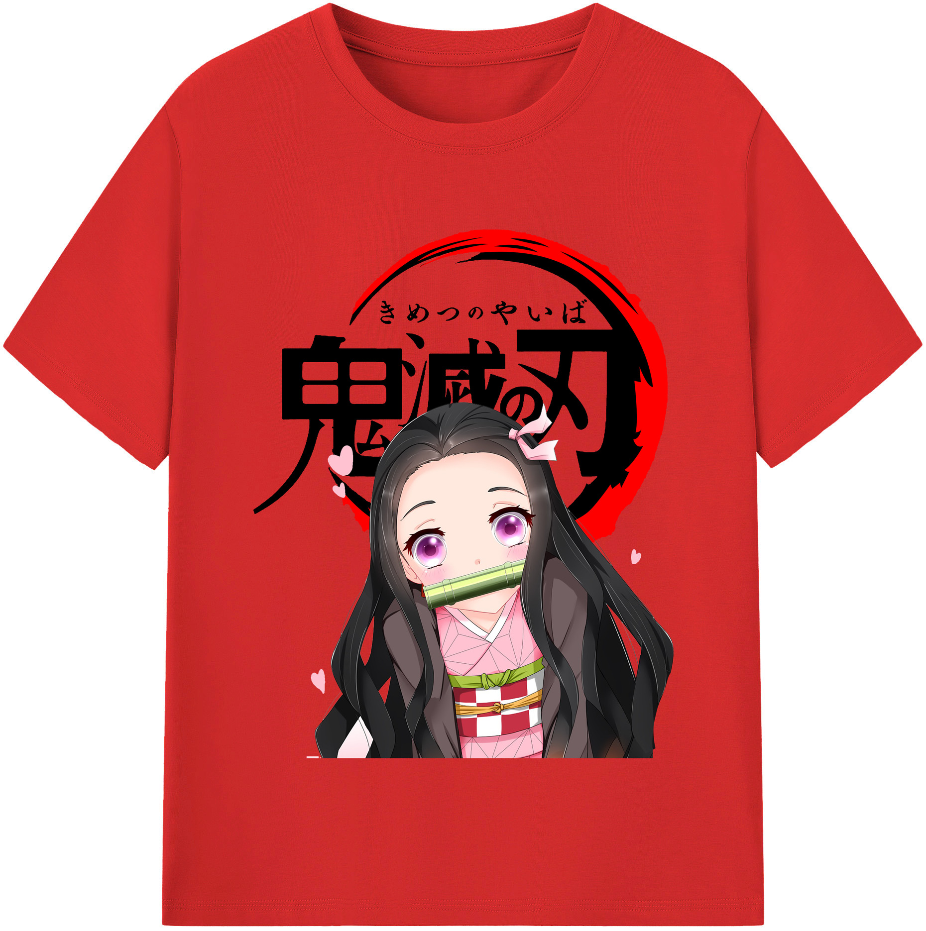 （画像用） 鬼滅の刃（きめつのやいば）竈門 禰󠄀豆子／かまど ねずこ Kamado Nezuko レディースカジュアルプリントTシャツ（綿100％）
