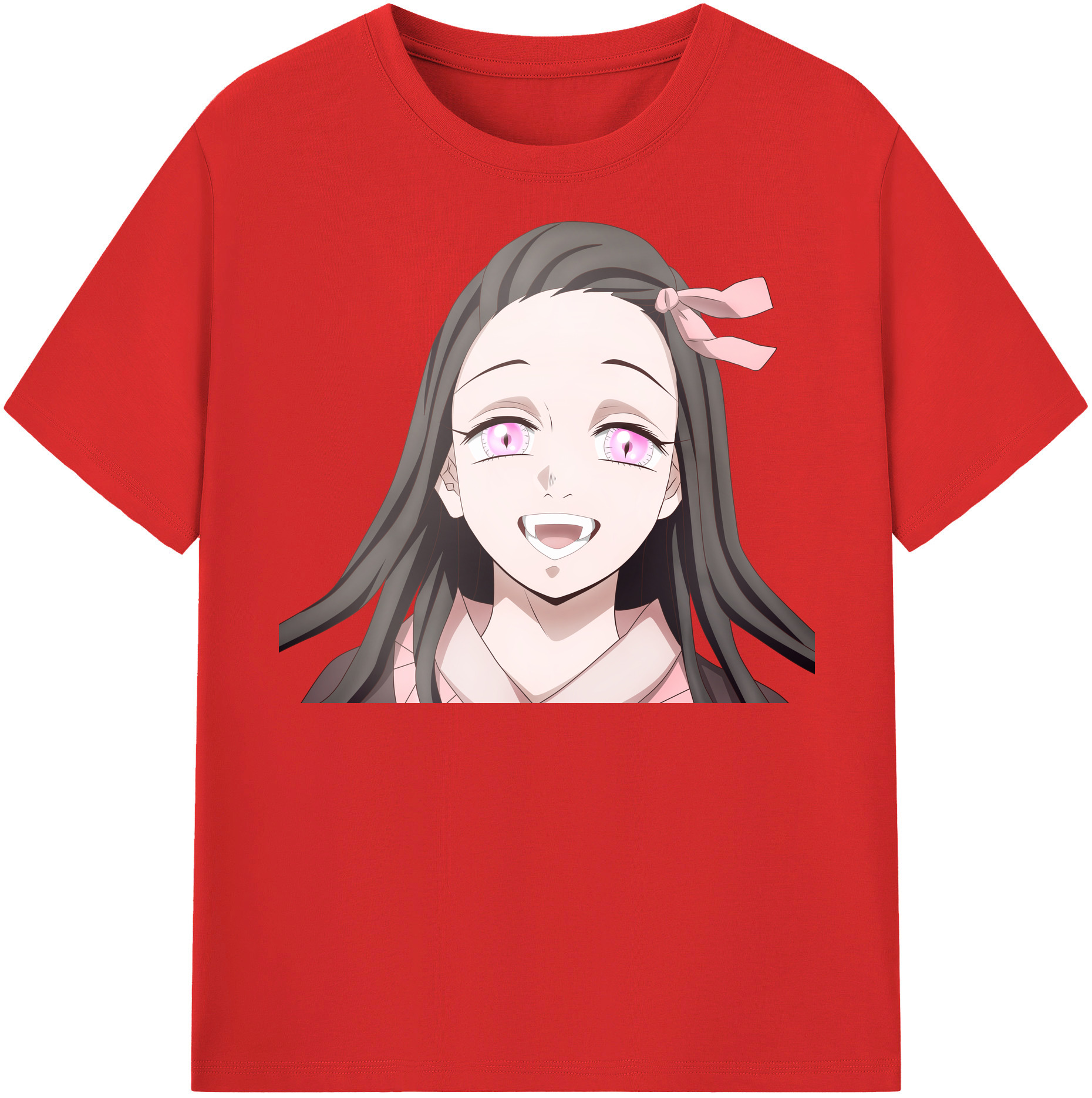 （画像用） 鬼滅の刃（きめつのやいば）竈門 禰󠄀豆子／かまど ねずこ Kamado Nezuko レディースカジュアルプリントTシャツ（綿100％）