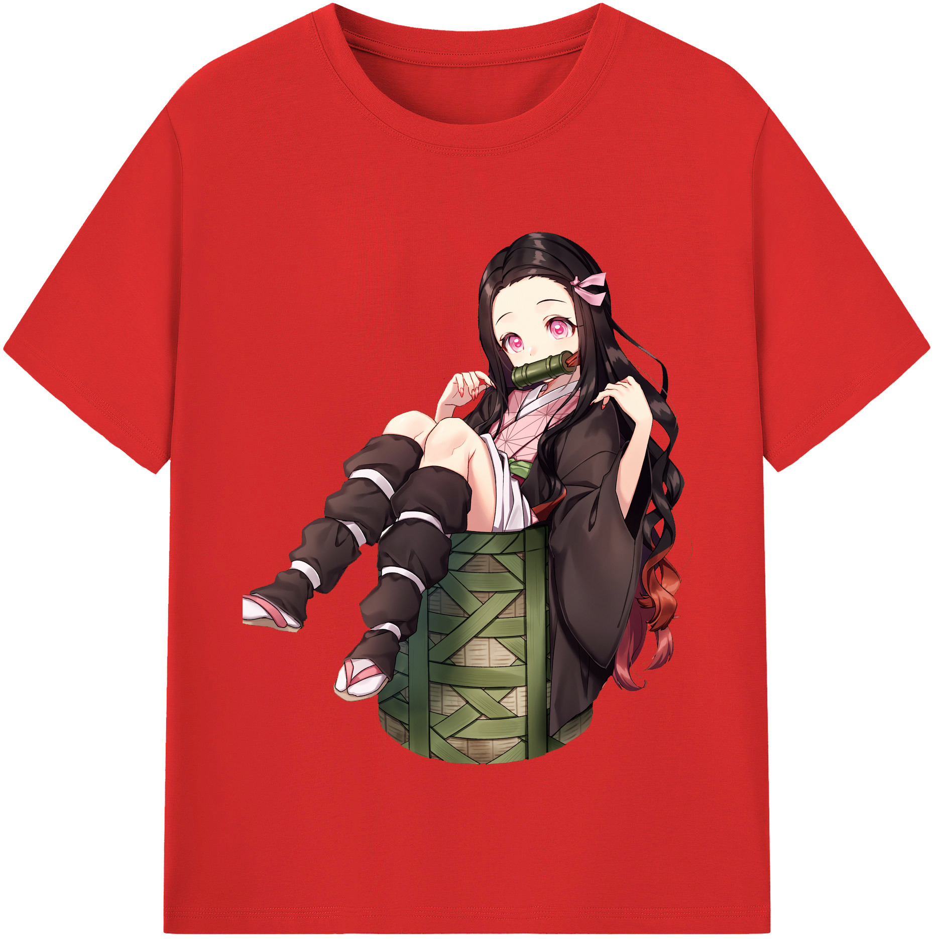 （画像用） 鬼滅の刃（きめつのやいば）竈門 禰󠄀豆子／かまど ねずこ Kamado Nezuko レディースカジュアルプリントTシャツ（綿100％）