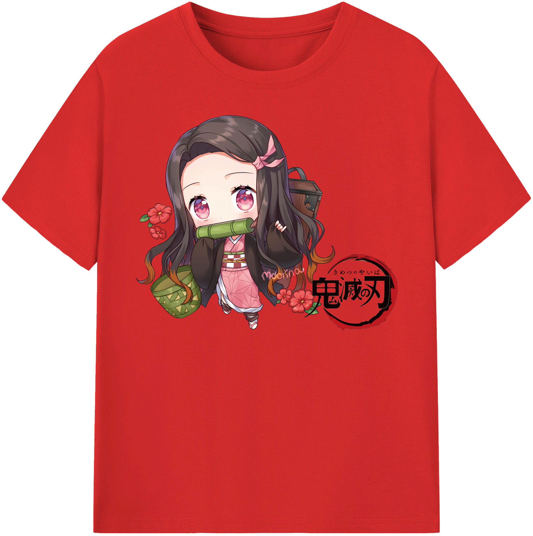 （画像用） 鬼滅の刃（きめつのやいば）竈門 禰󠄀豆子／かまど ねずこ Kamado Nezuko レディースカジュアルプリントTシャツ（綿100％）