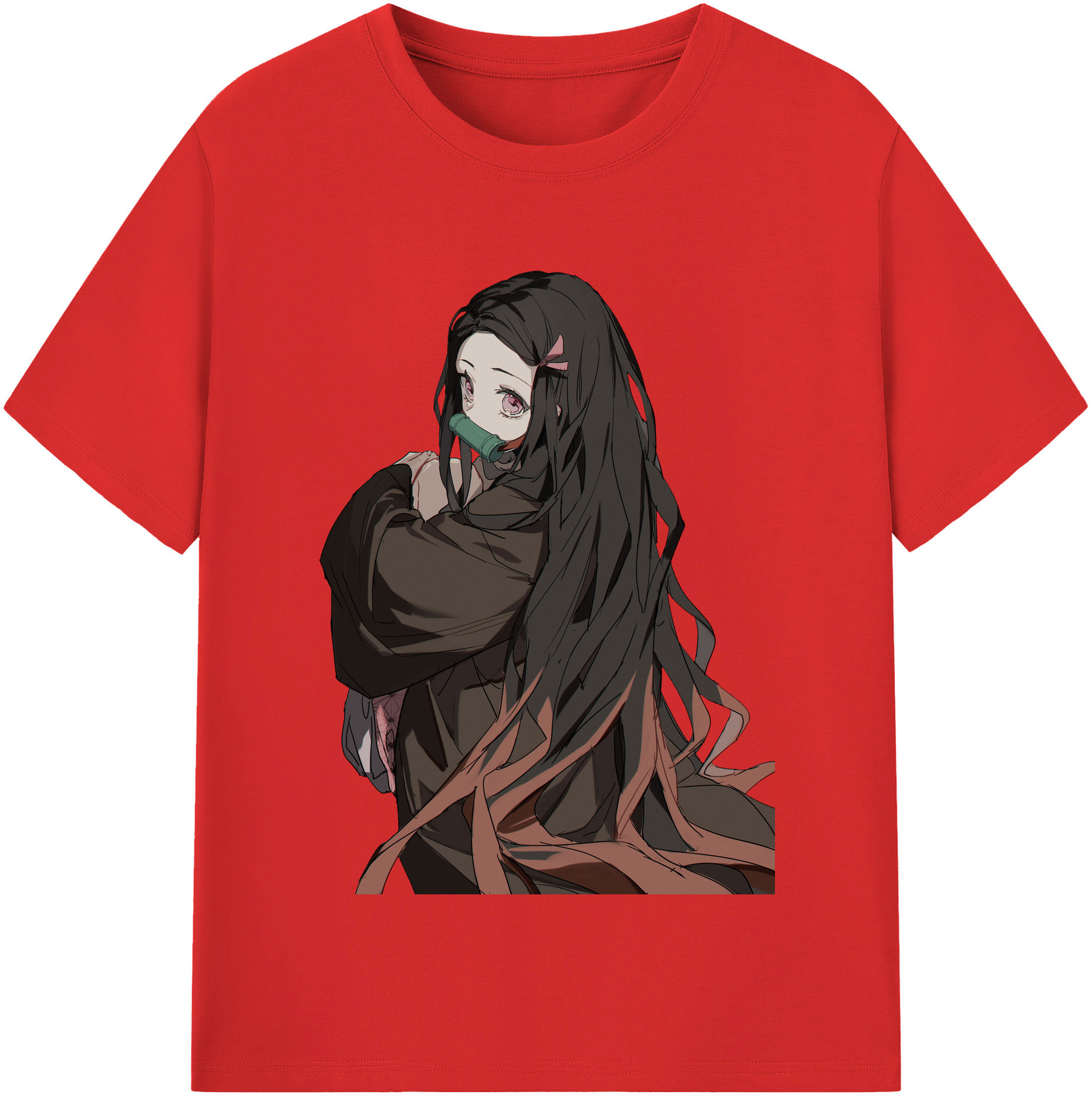 （画像用） 鬼滅の刃（きめつのやいば）竈門 禰󠄀豆子／かまど ねずこ Kamado Nezuko レディースカジュアルプリントTシャツ（綿100％）