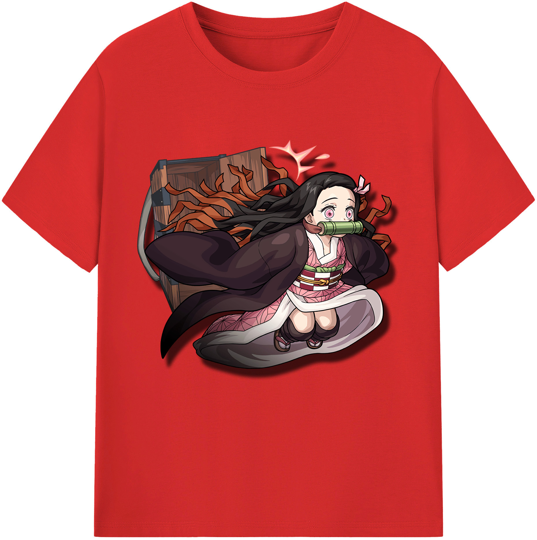 （画像用） 鬼滅の刃（きめつのやいば）竈門 禰󠄀豆子／かまど ねずこ Kamado Nezuko レディースカジュアルプリントTシャツ（綿100％）