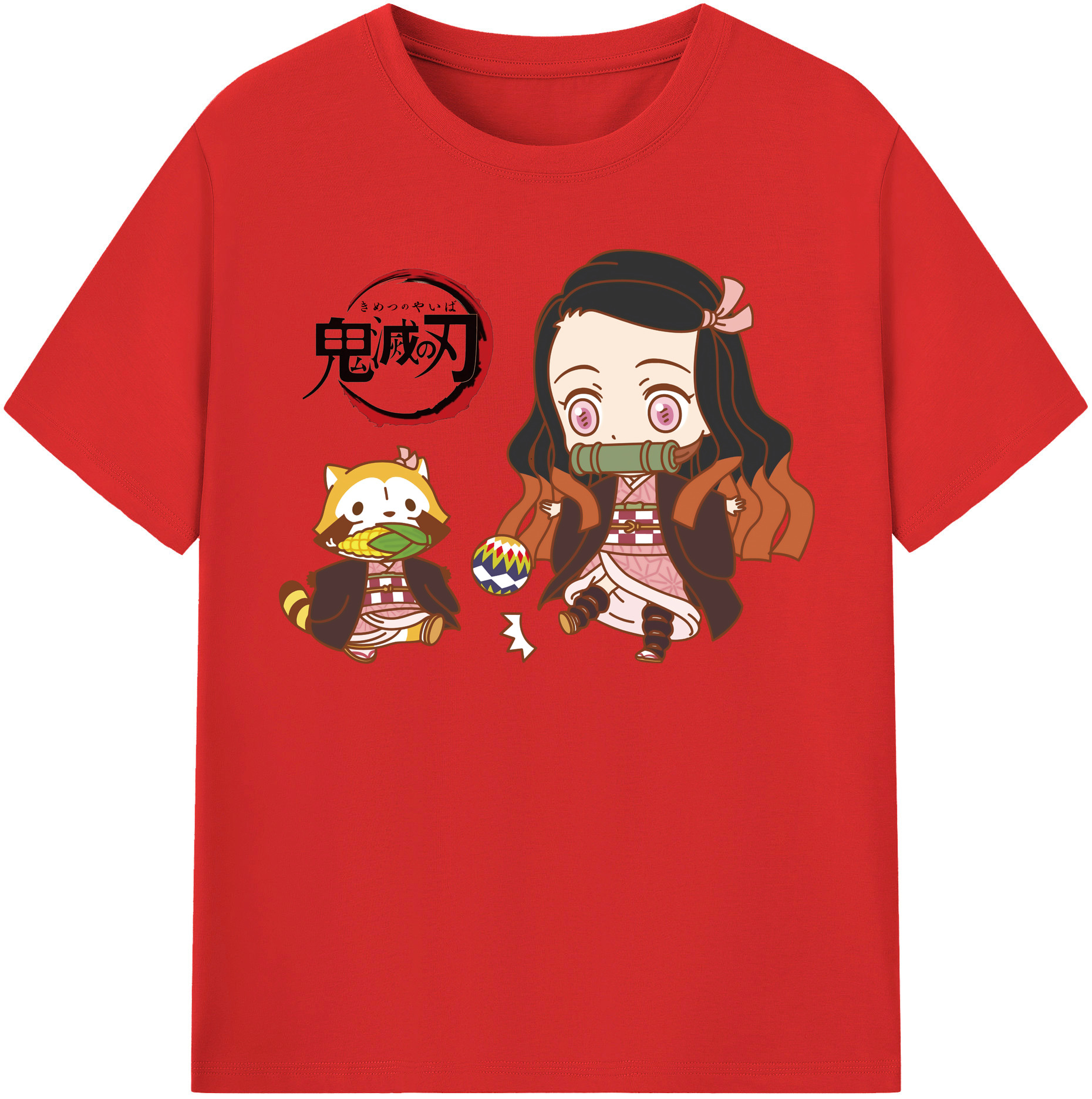 （画像用） 鬼滅の刃（きめつのやいば）竈門 禰󠄀豆子／かまど ねずこ Kamado Nezuko レディースカジュアルプリントTシャツ（綿100％）