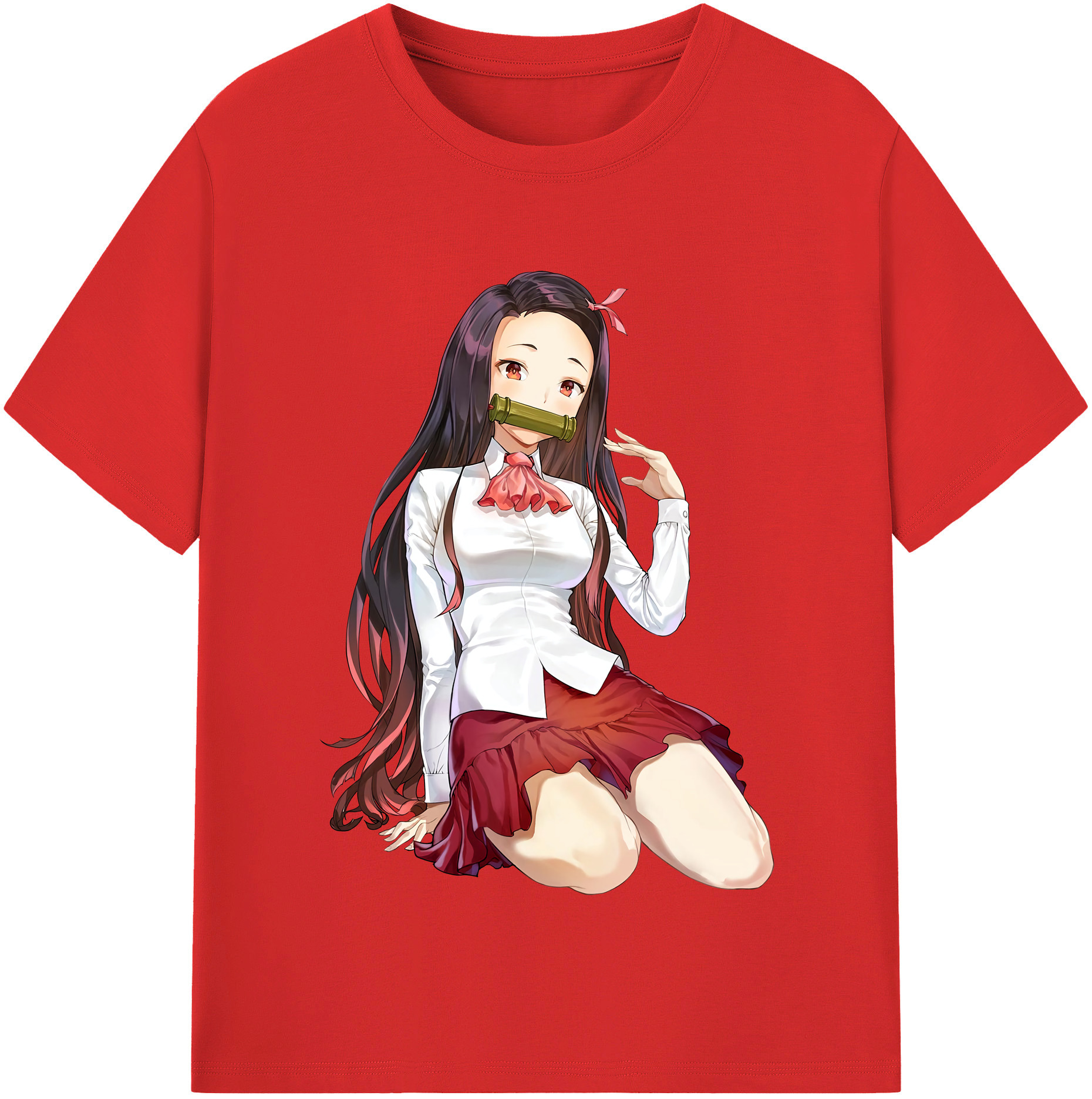 （画像用） 鬼滅の刃（きめつのやいば）竈門 禰󠄀豆子／かまど ねずこ Kamado Nezuko レディースカジュアルプリントTシャツ（綿100％）