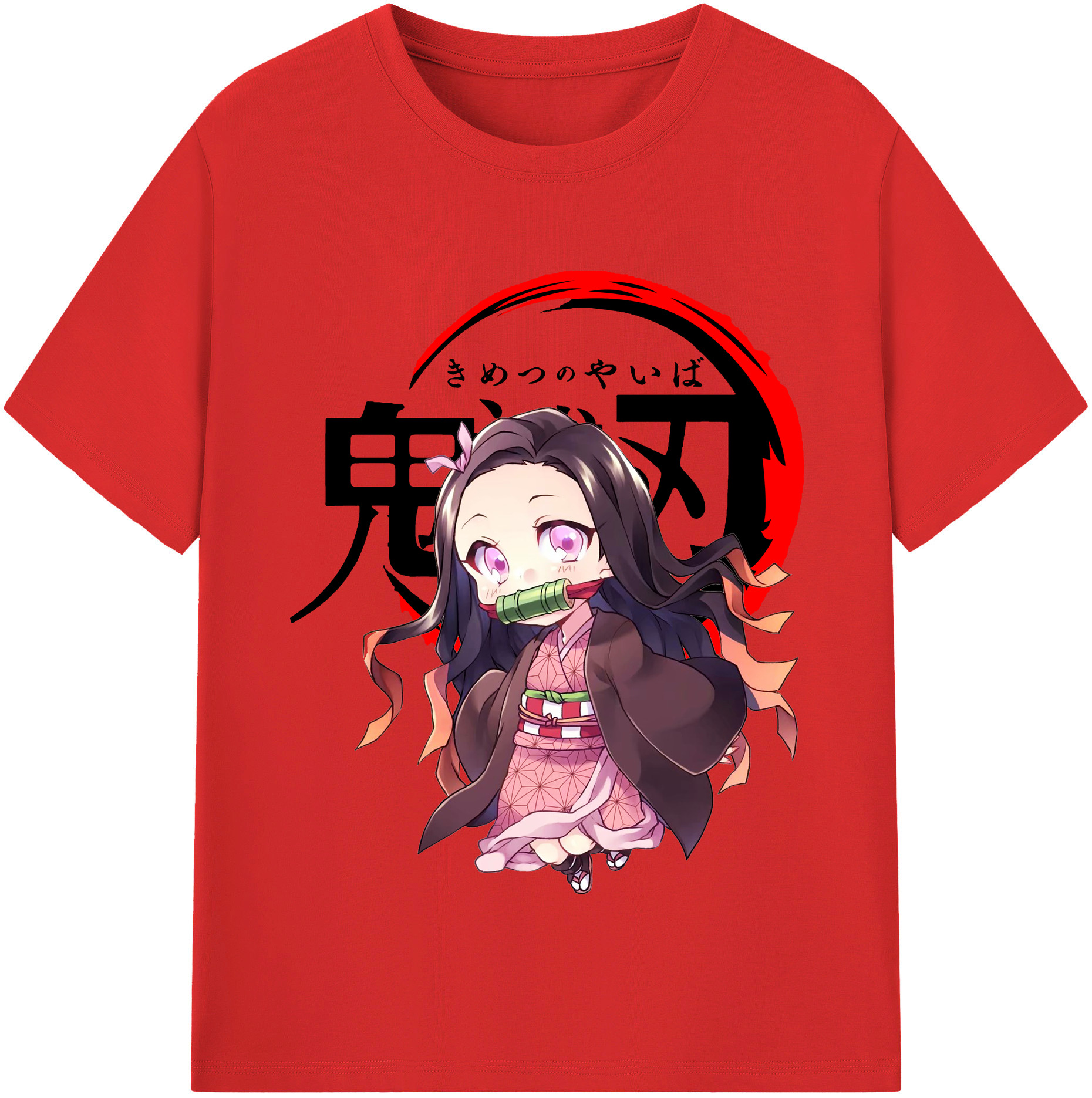 （画像用） 鬼滅の刃（きめつのやいば）竈門 禰󠄀豆子／かまど ねずこ Kamado Nezuko レディースカジュアルプリントTシャツ（綿100％）