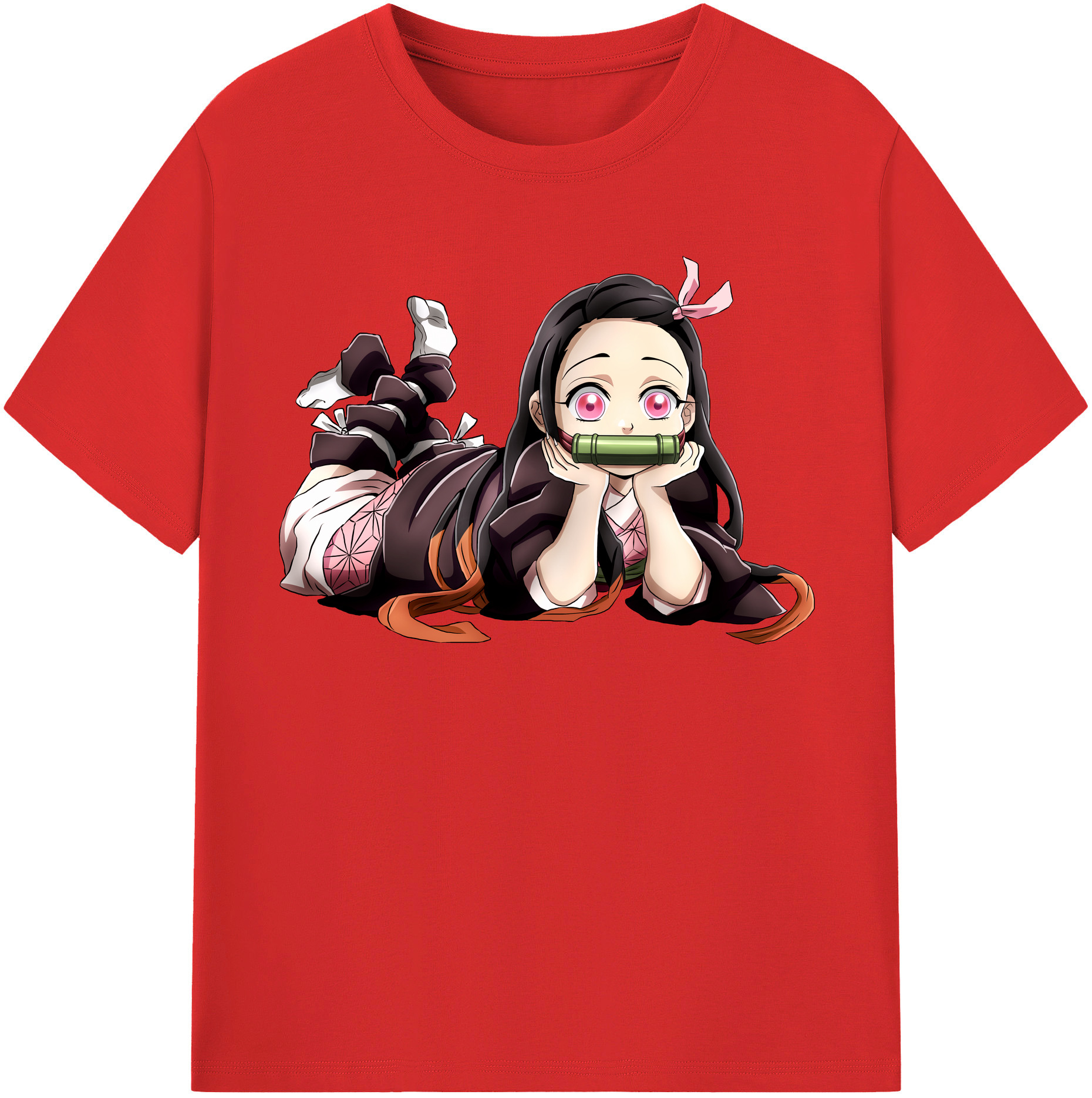（画像用） 鬼滅の刃（きめつのやいば）竈門 禰󠄀豆子／かまど ねずこ Kamado Nezuko レディースカジュアルプリントTシャツ（綿100％）
