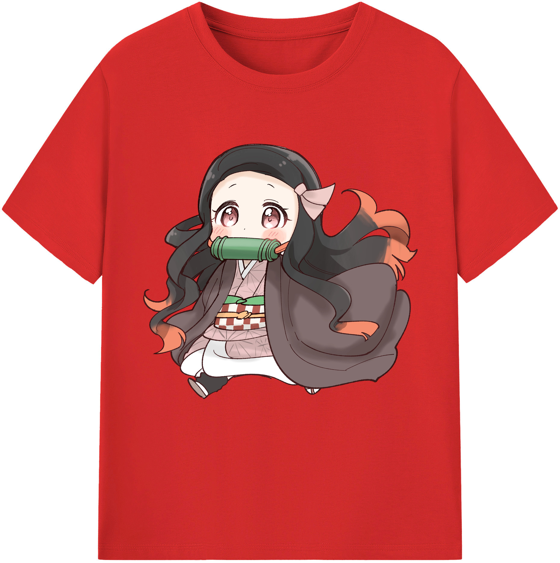 （画像用） 鬼滅の刃（きめつのやいば）竈門 禰󠄀豆子／かまど ねずこ Kamado Nezuko レディースカジュアルプリントTシャツ（綿100％）