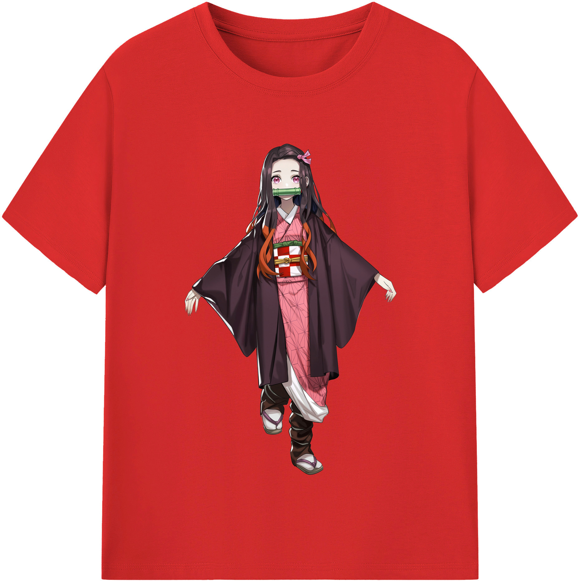（画像用） 鬼滅の刃（きめつのやいば）竈門 禰󠄀豆子／かまど ねずこ Kamado Nezuko レディースカジュアルプリントTシャツ（綿100％）
