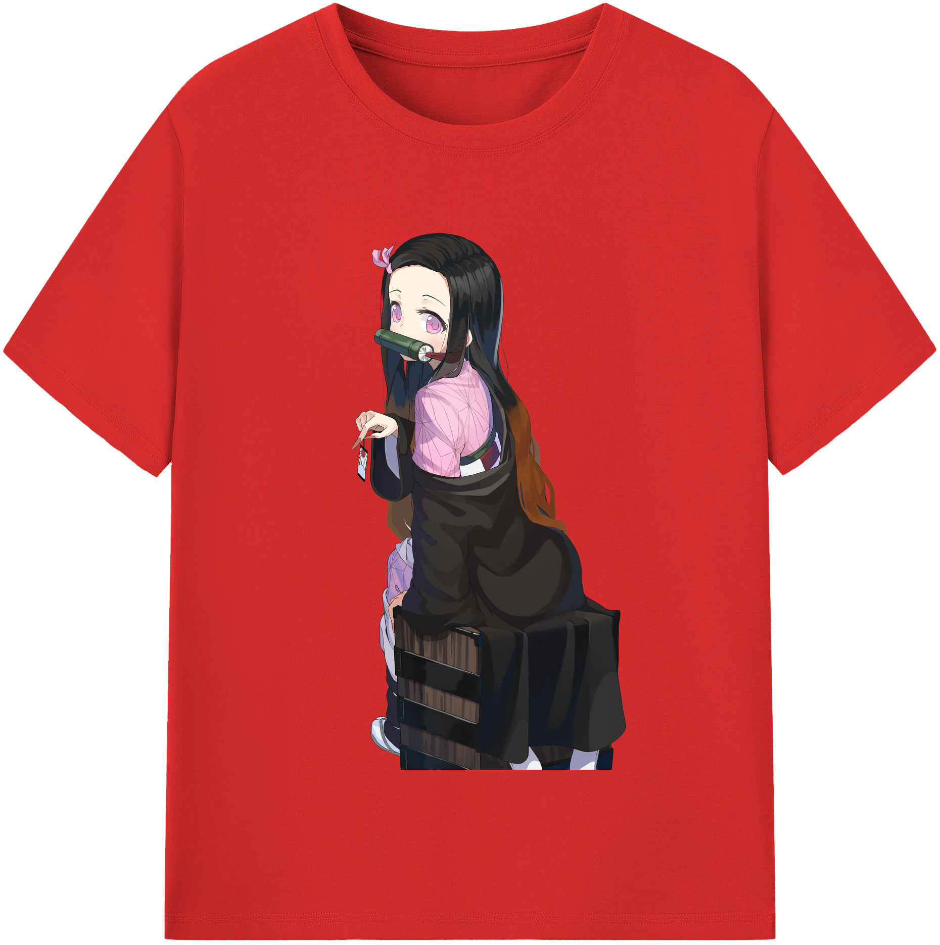（画像用） 鬼滅の刃（きめつのやいば）竈門 禰󠄀豆子／かまど ねずこ Kamado Nezuko レディースカジュアルプリントTシャツ（綿100％）