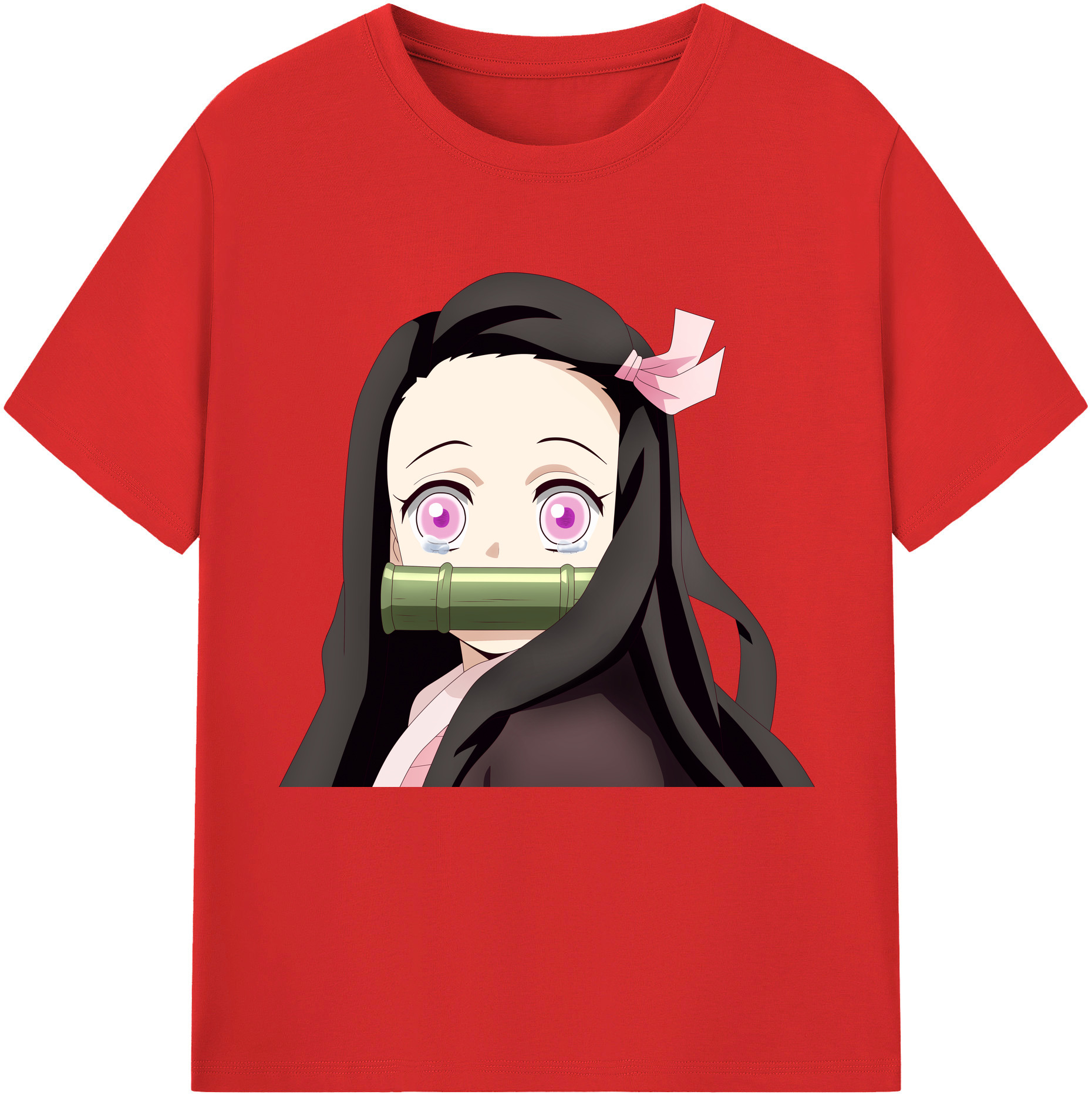 （画像用） 鬼滅の刃（きめつのやいば）竈門 禰󠄀豆子／かまど ねずこ Kamado Nezuko レディースカジュアルプリントTシャツ（綿100％）