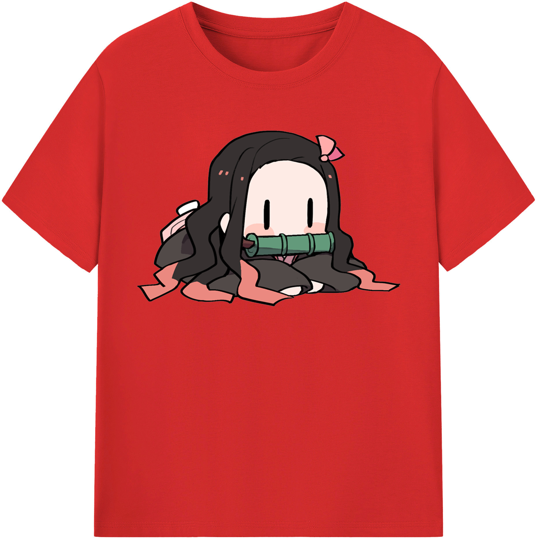 （画像用） 鬼滅の刃（きめつのやいば）竈門 禰󠄀豆子／かまど ねずこ Kamado Nezuko レディースカジュアルプリントTシャツ（綿100％）