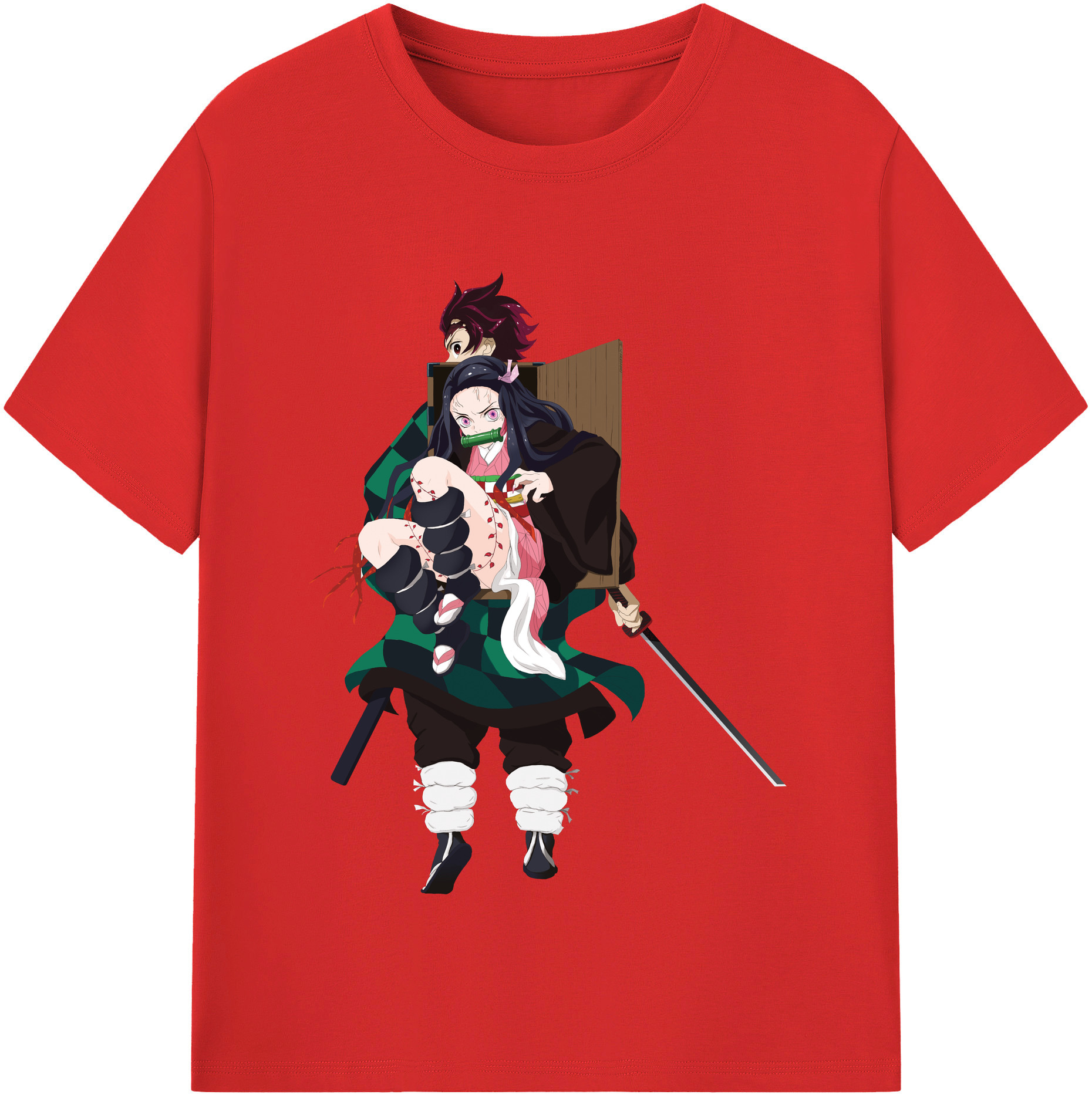 （画像用） 鬼滅の刃（きめつのやいば）竈門 禰󠄀豆子／かまど ねずこ Kamado Nezuko レディースカジュアルプリントTシャツ（綿100％）