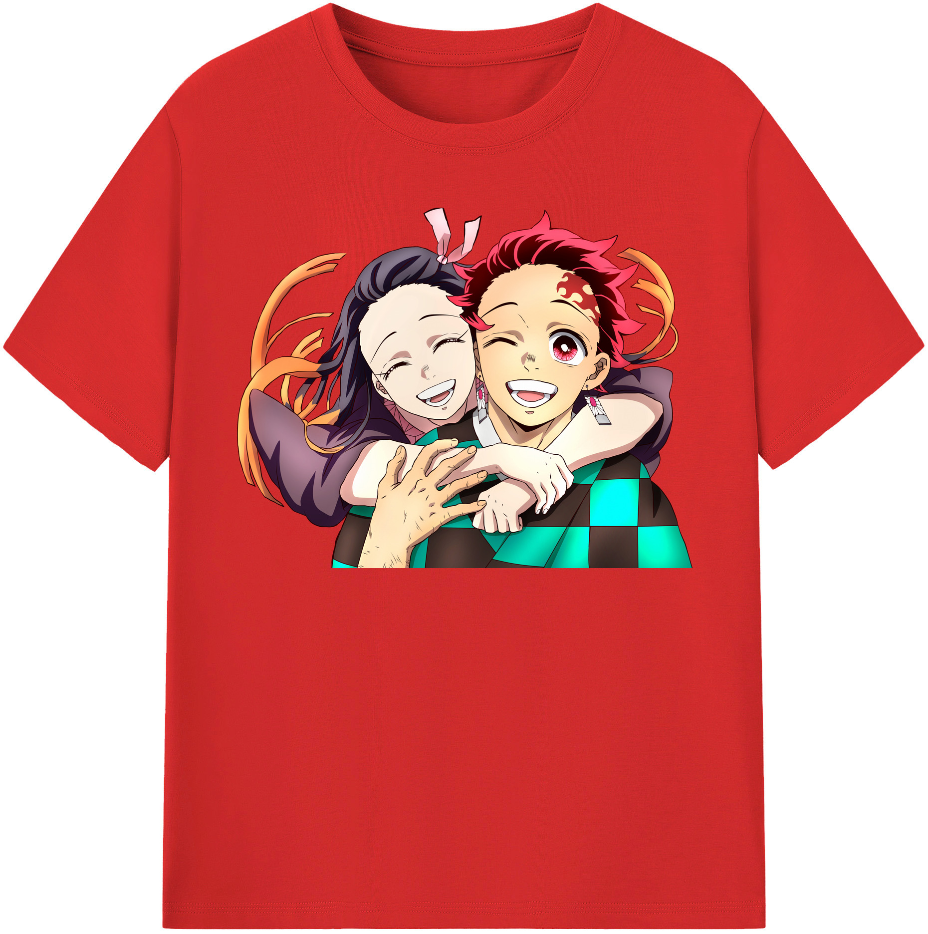 （画像用） 鬼滅の刃（きめつのやいば）竈門 禰󠄀豆子／かまど ねずこ Kamado Nezuko レディースカジュアルプリントTシャツ（綿100％）