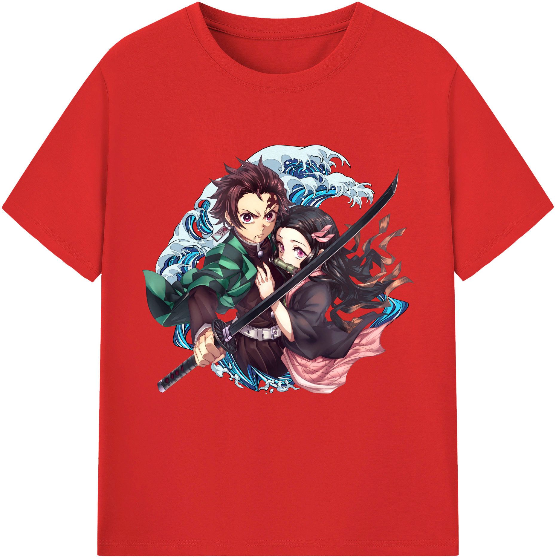 （画像用） 鬼滅の刃（きめつのやいば）竈門 禰󠄀豆子／かまど ねずこ Kamado Nezuko レディースカジュアルプリントTシャツ（綿100％）