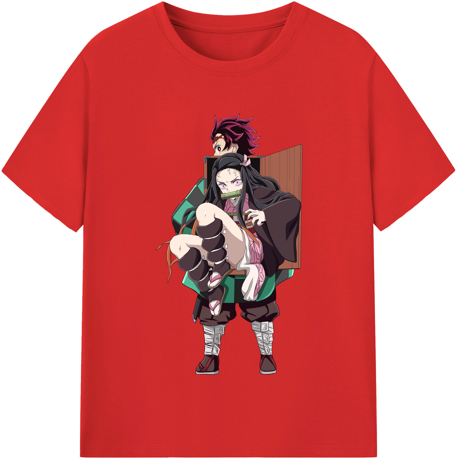 （画像用） 鬼滅の刃（きめつのやいば）竈門 禰󠄀豆子／かまど ねずこ Kamado Nezuko レディースカジュアルプリントTシャツ（綿100％）