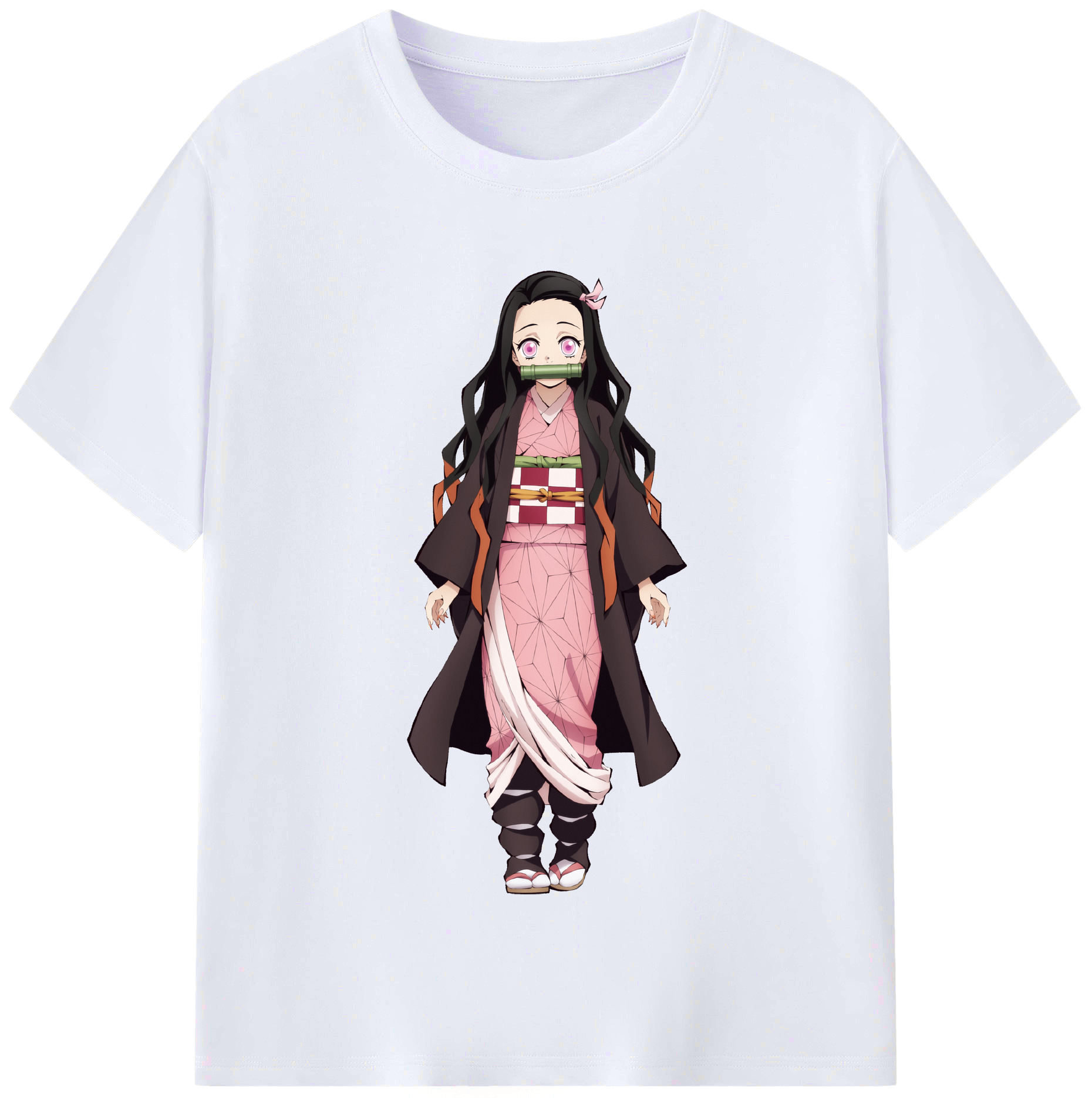 （画像用） 鬼滅の刃（きめつのやいば）竈門 禰󠄀豆子／かまど ねずこ Kamado Nezuko レディースカジュアルプリントTシャツ（綿100％）