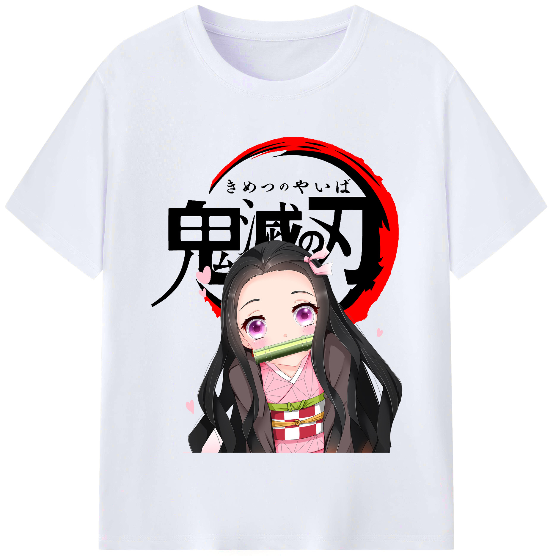 （画像用） 鬼滅の刃（きめつのやいば）竈門 禰󠄀豆子／かまど ねずこ Kamado Nezuko レディースカジュアルプリントTシャツ（綿100％）