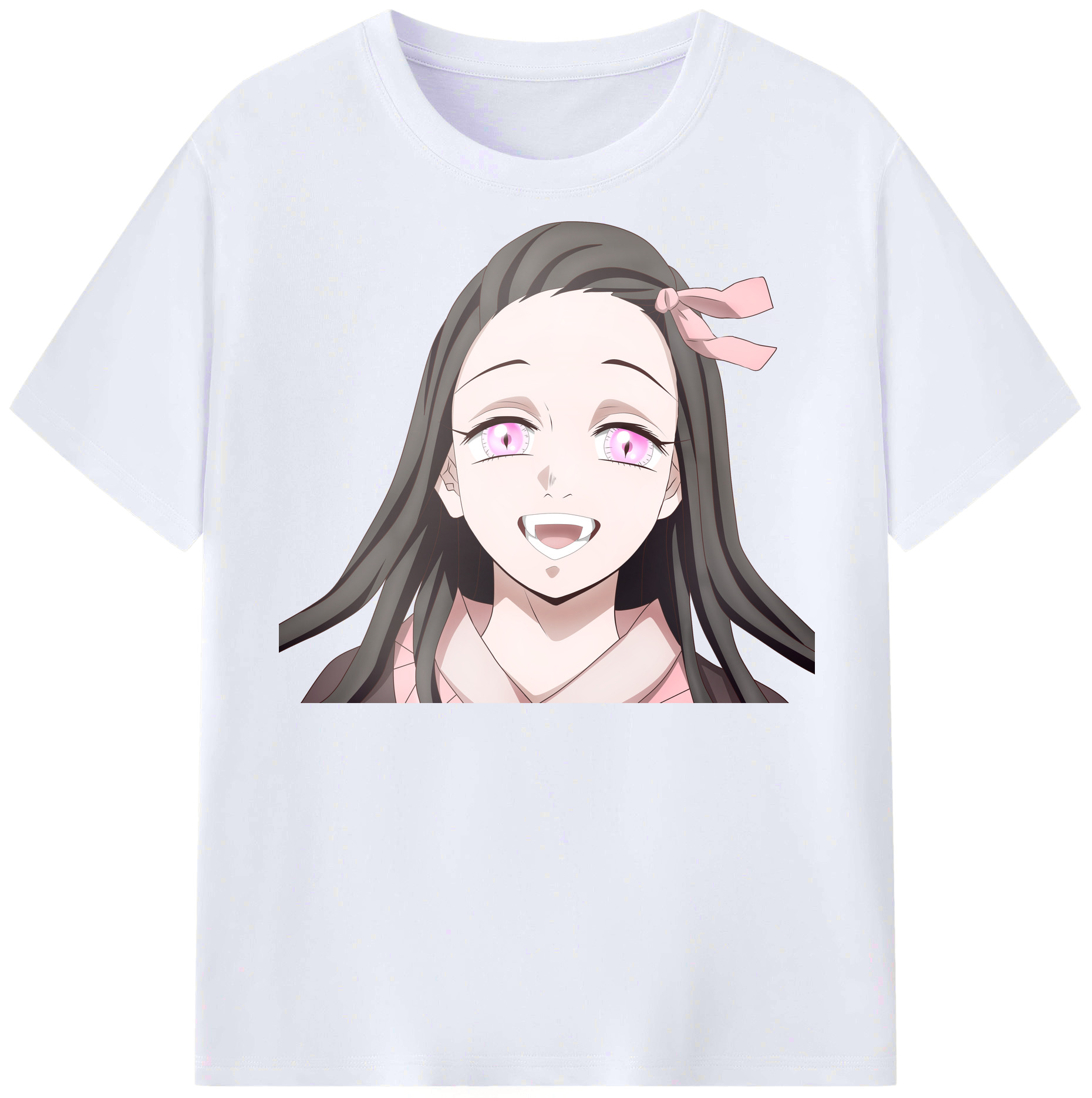 （画像用） 鬼滅の刃（きめつのやいば）竈門 禰󠄀豆子／かまど ねずこ Kamado Nezuko レディースカジュアルプリントTシャツ（綿100％）