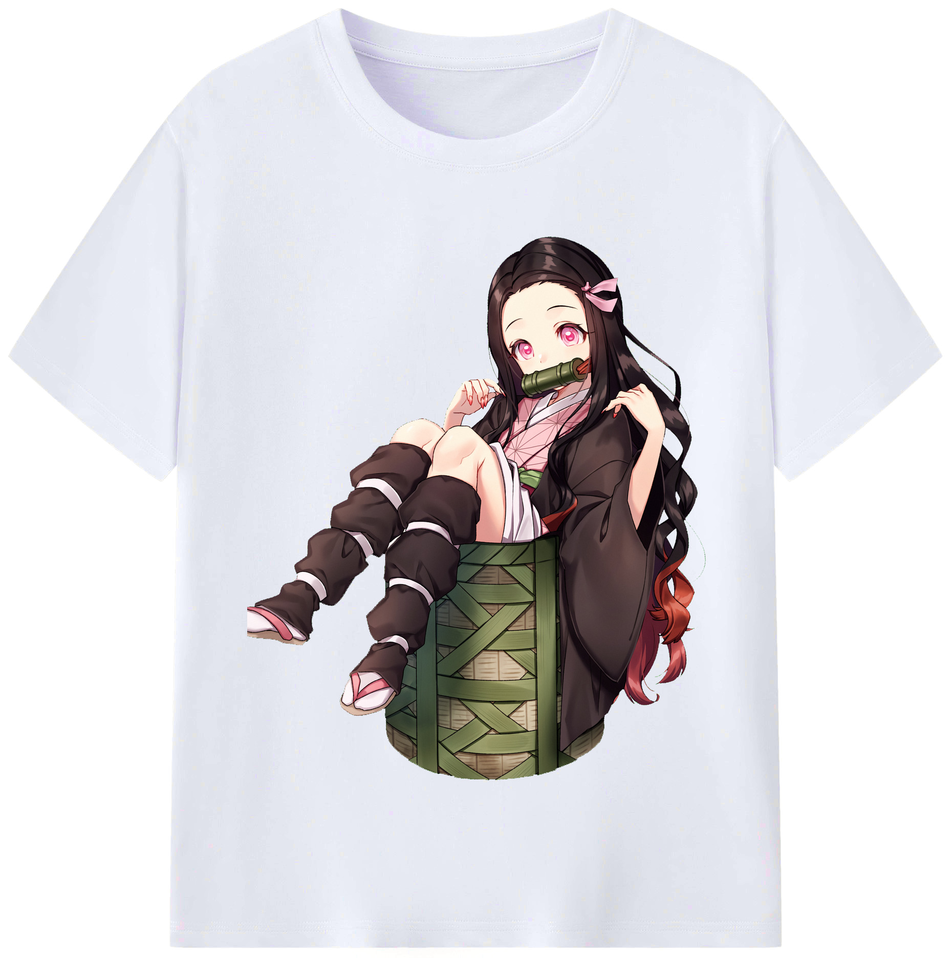 （画像用） 鬼滅の刃（きめつのやいば）竈門 禰󠄀豆子／かまど ねずこ Kamado Nezuko レディースカジュアルプリントTシャツ（綿100％）