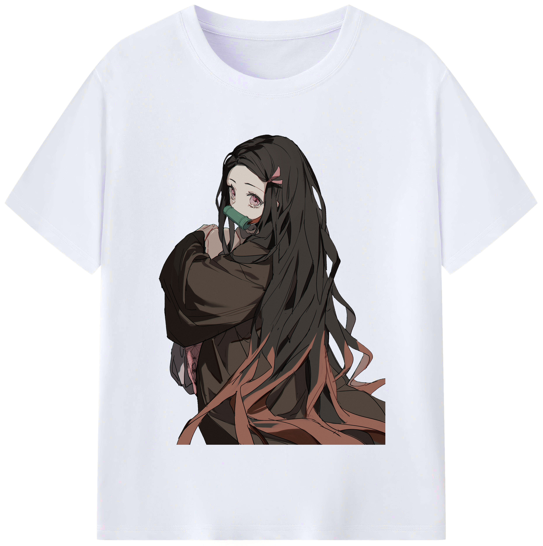 （画像用） 鬼滅の刃（きめつのやいば）竈門 禰󠄀豆子／かまど ねずこ Kamado Nezuko レディースカジュアルプリントTシャツ（綿100％）