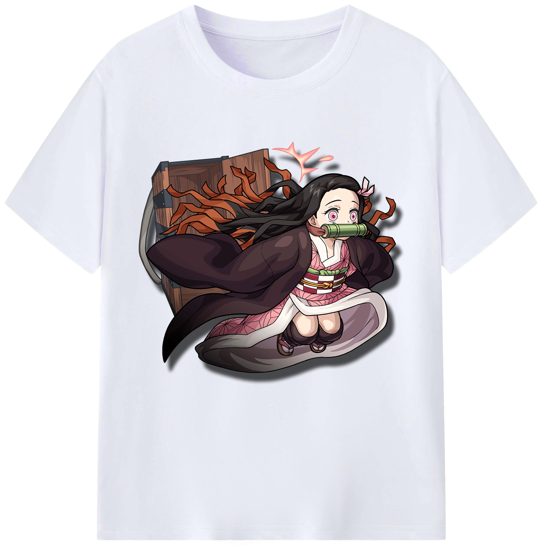 （画像用） 鬼滅の刃（きめつのやいば）竈門 禰󠄀豆子／かまど ねずこ Kamado Nezuko レディースカジュアルプリントTシャツ（綿100％）