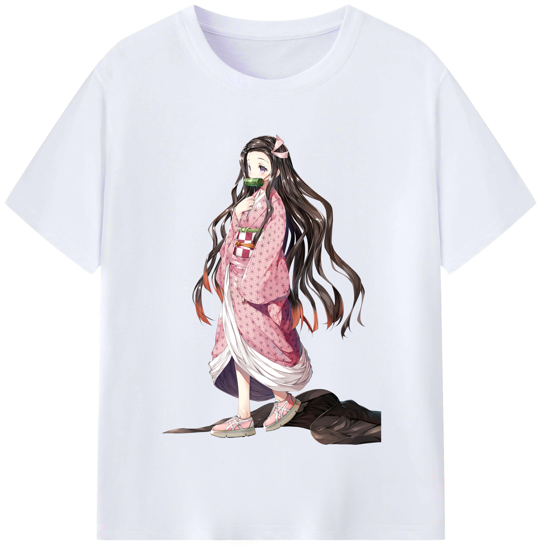 （画像用） 鬼滅の刃（きめつのやいば）竈門 禰󠄀豆子／かまど ねずこ Kamado Nezuko レディースカジュアルプリントTシャツ（綿100％）