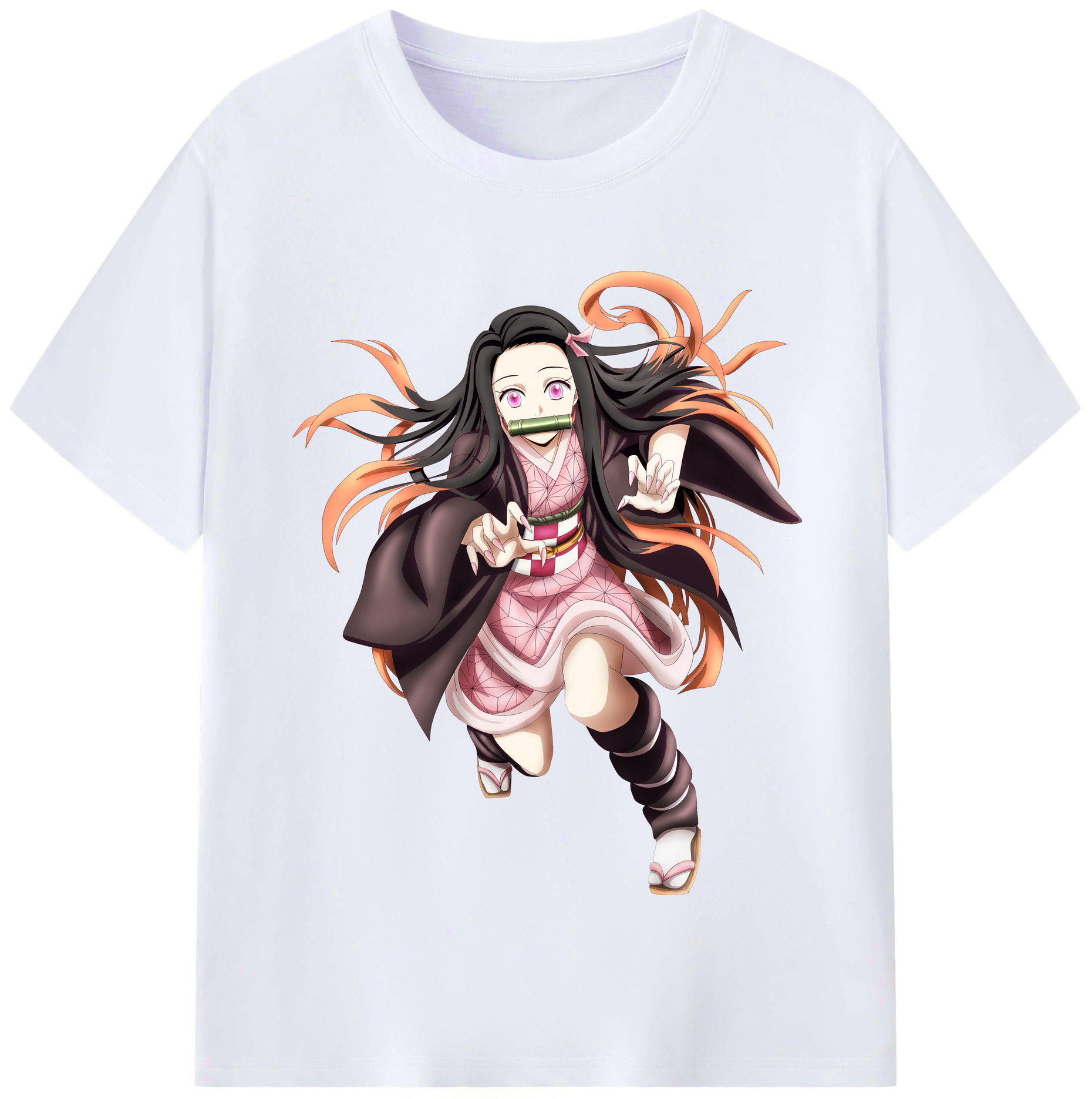 （画像用） 鬼滅の刃（きめつのやいば）竈門 禰󠄀豆子／かまど ねずこ Kamado Nezuko レディースカジュアルプリントTシャツ（綿100％）