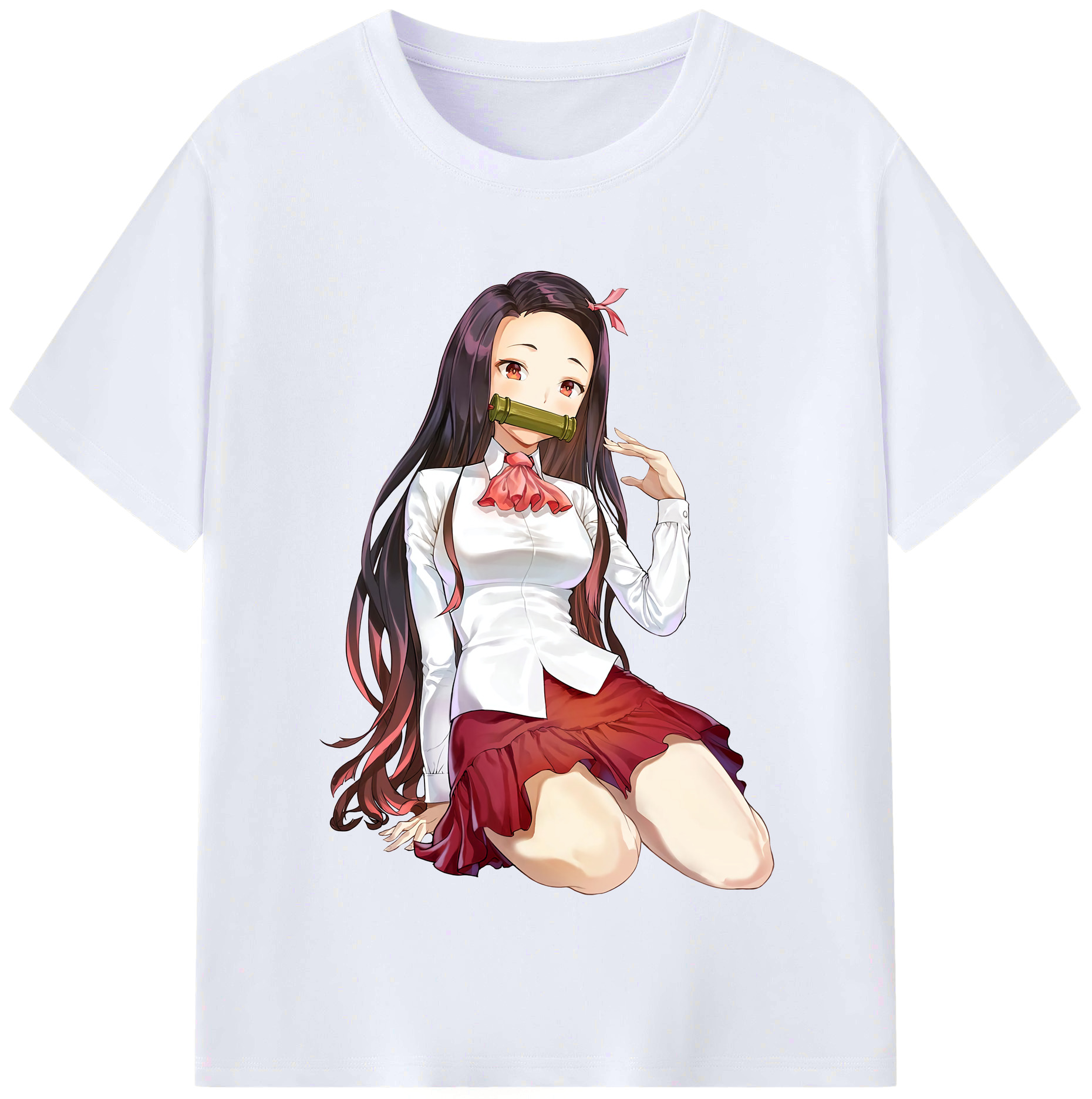 （画像用） 鬼滅の刃（きめつのやいば）竈門 禰󠄀豆子／かまど ねずこ Kamado Nezuko レディースカジュアルプリントTシャツ（綿100％）