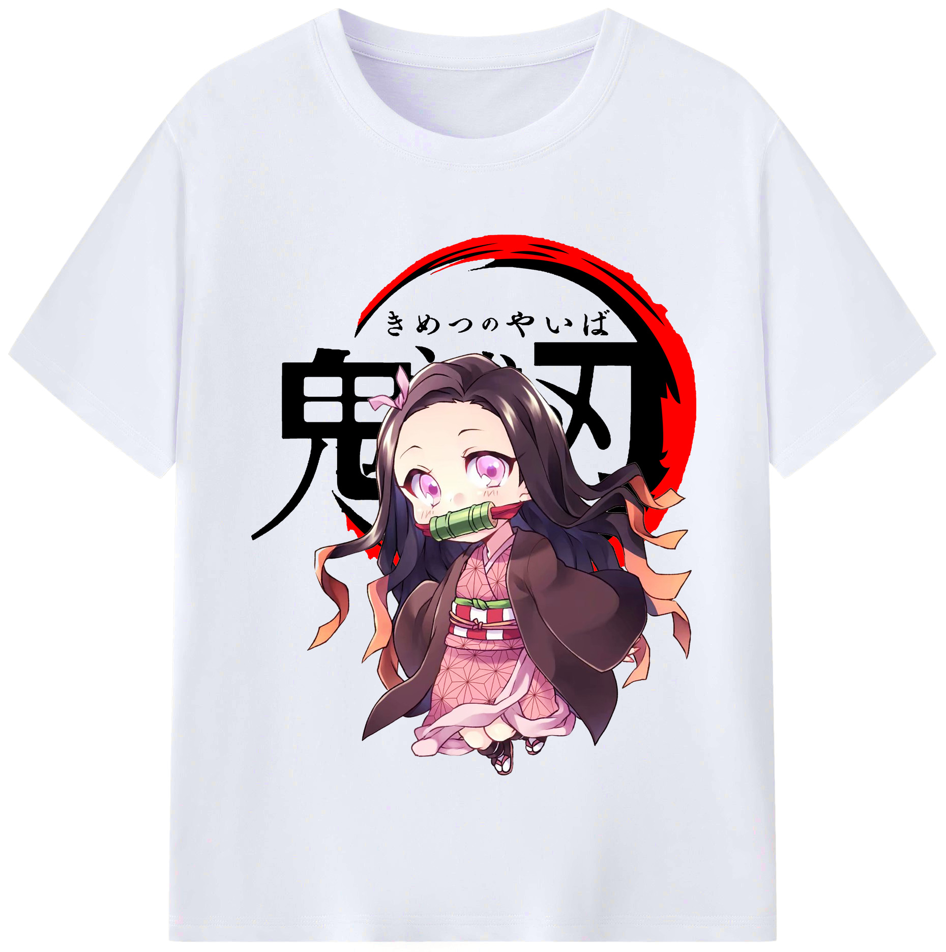 （画像用） 鬼滅の刃（きめつのやいば）竈門 禰󠄀豆子／かまど ねずこ Kamado Nezuko レディースカジュアルプリントTシャツ（綿100％）