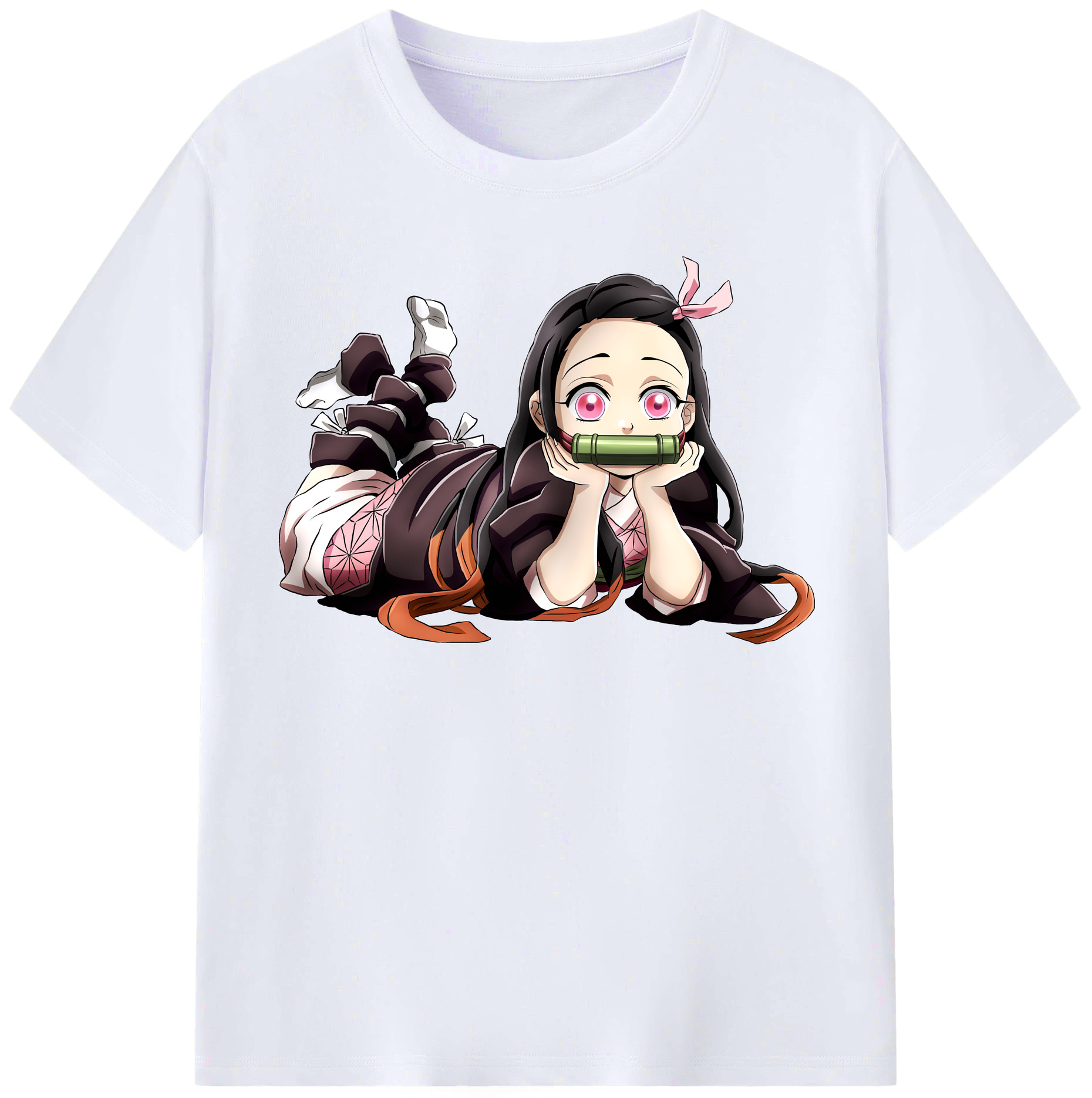 （画像用） 鬼滅の刃（きめつのやいば）竈門 禰󠄀豆子／かまど ねずこ Kamado Nezuko レディースカジュアルプリントTシャツ（綿100％）