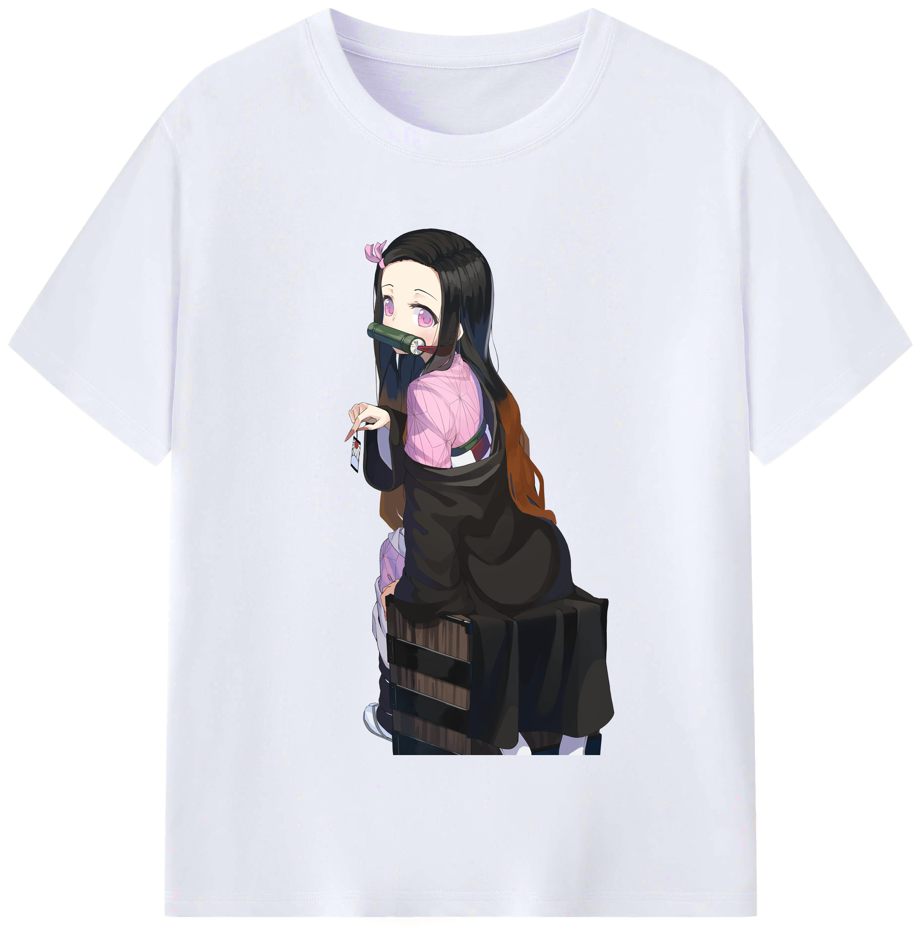 （画像用） 鬼滅の刃（きめつのやいば）竈門 禰󠄀豆子／かまど ねずこ Kamado Nezuko レディースカジュアルプリントTシャツ（綿100％）