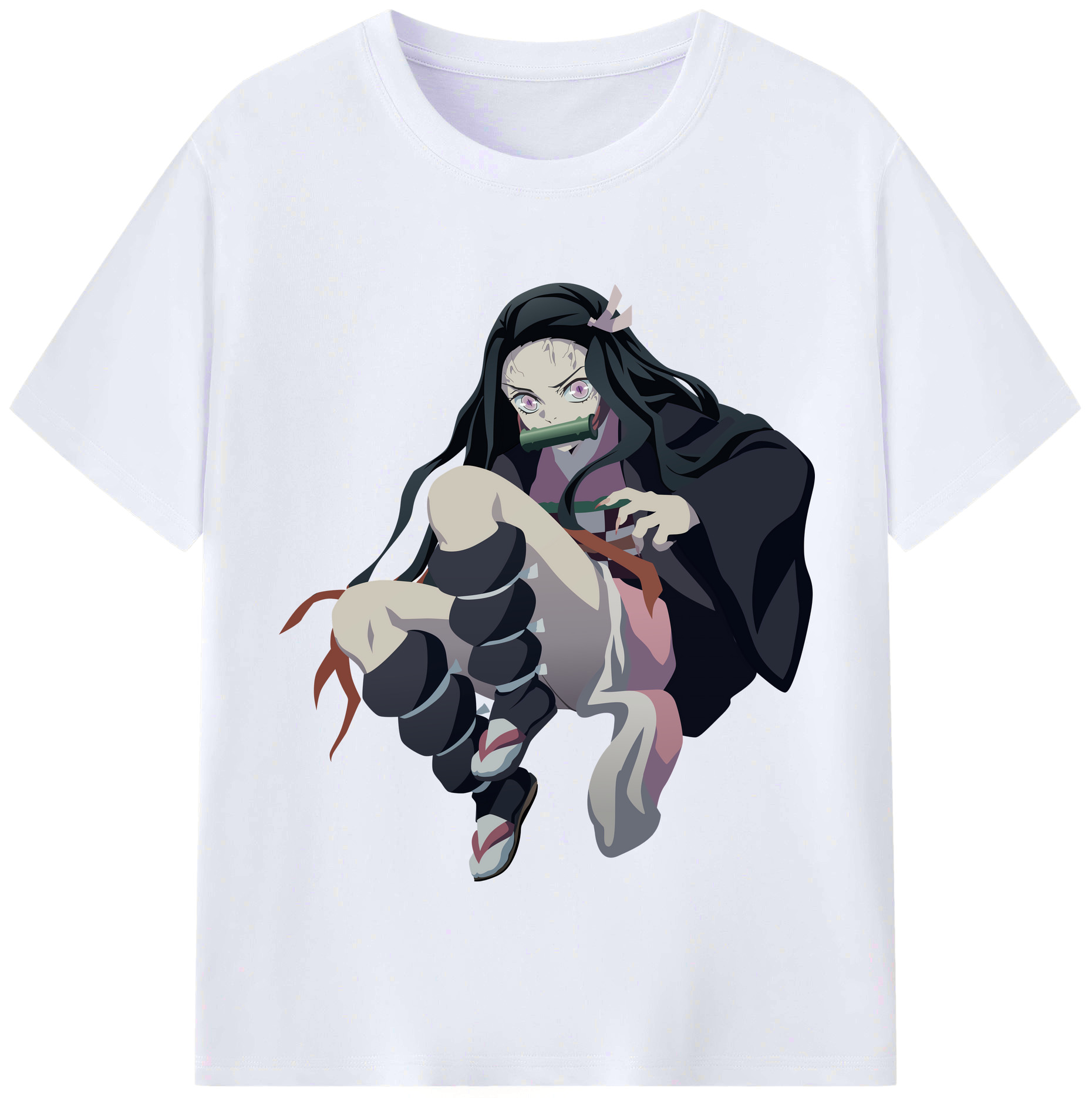 （画像用） 鬼滅の刃（きめつのやいば）竈門 禰󠄀豆子／かまど ねずこ Kamado Nezuko レディースカジュアルプリントTシャツ（綿100％）