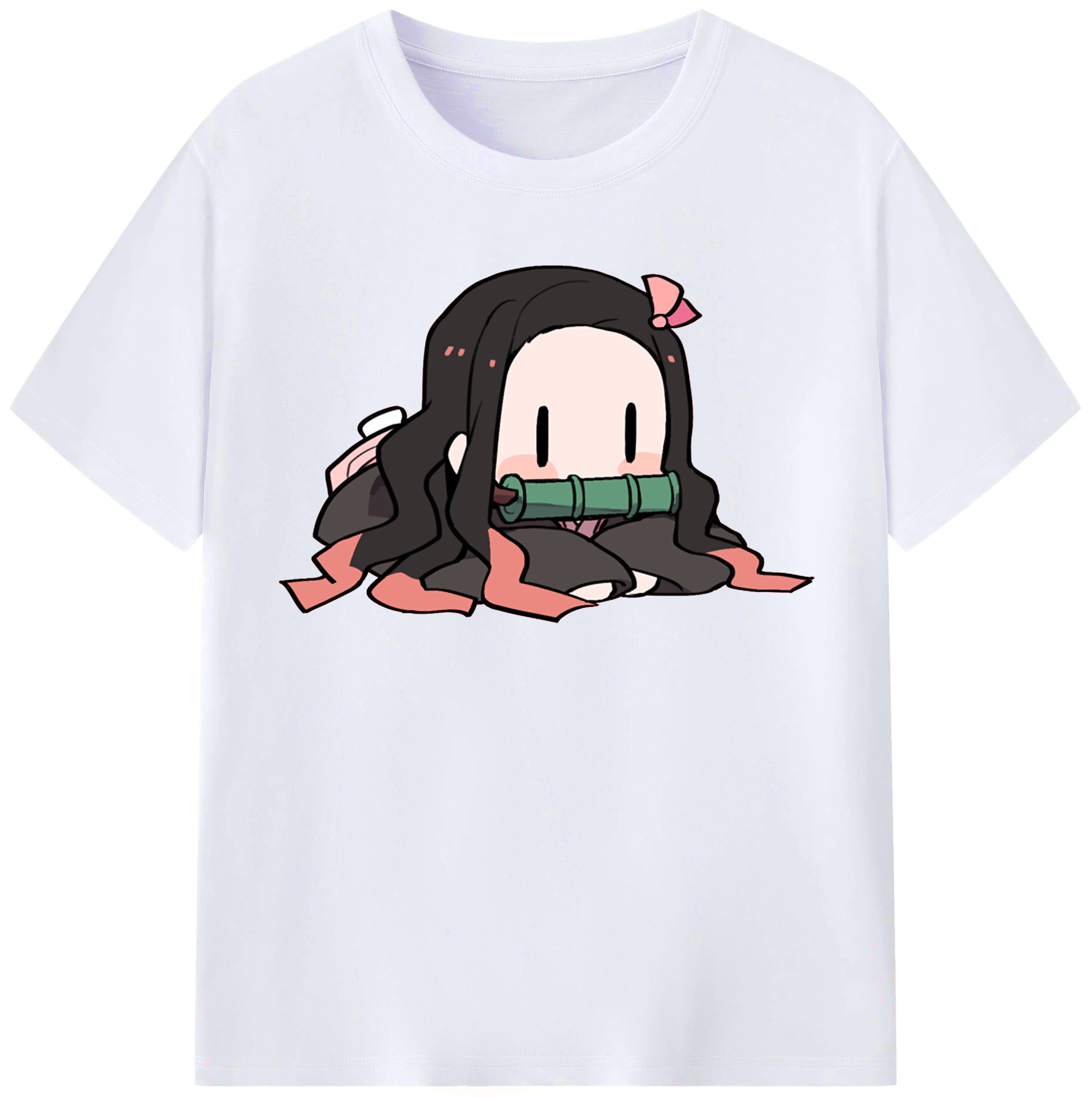 （画像用） 鬼滅の刃（きめつのやいば）竈門 禰󠄀豆子／かまど ねずこ Kamado Nezuko レディースカジュアルプリントTシャツ（綿100％）